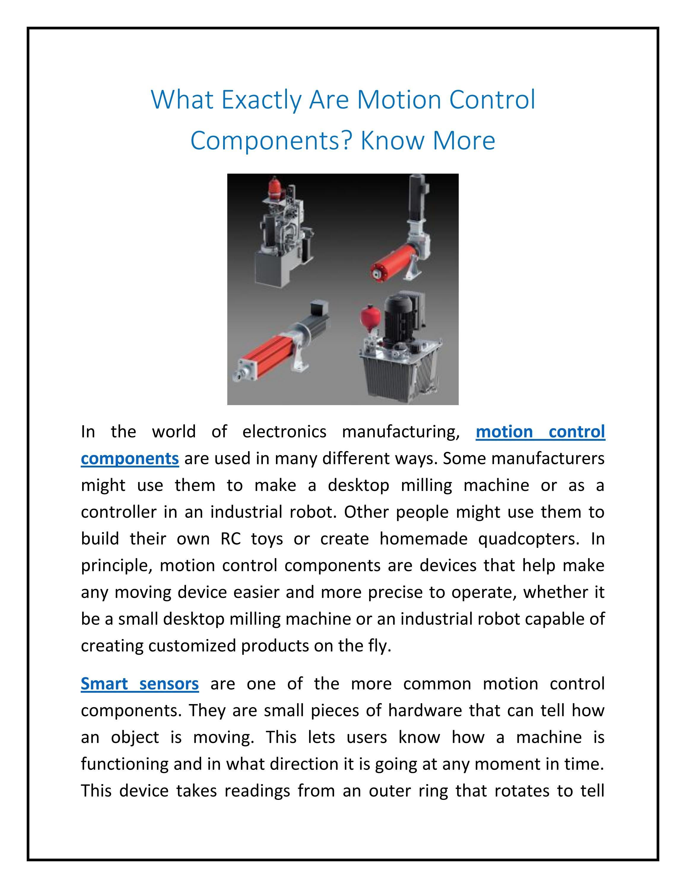 What Exactly Are Motion Control Components? Know More by