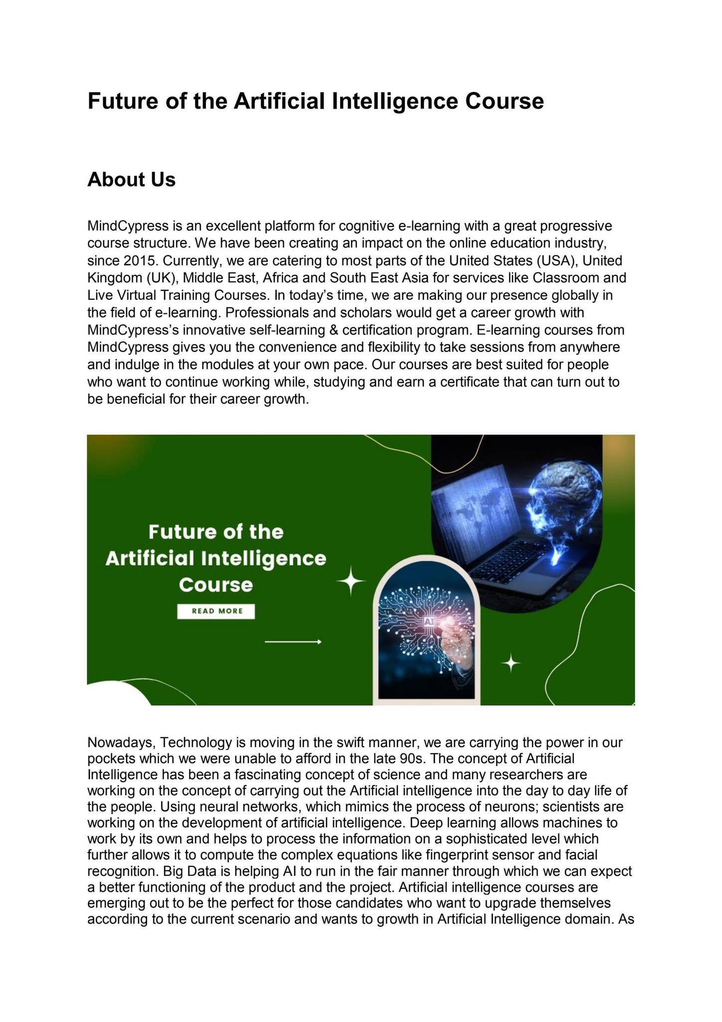 Future of the Artificial Intelligence Course by MindCypress - Issuu