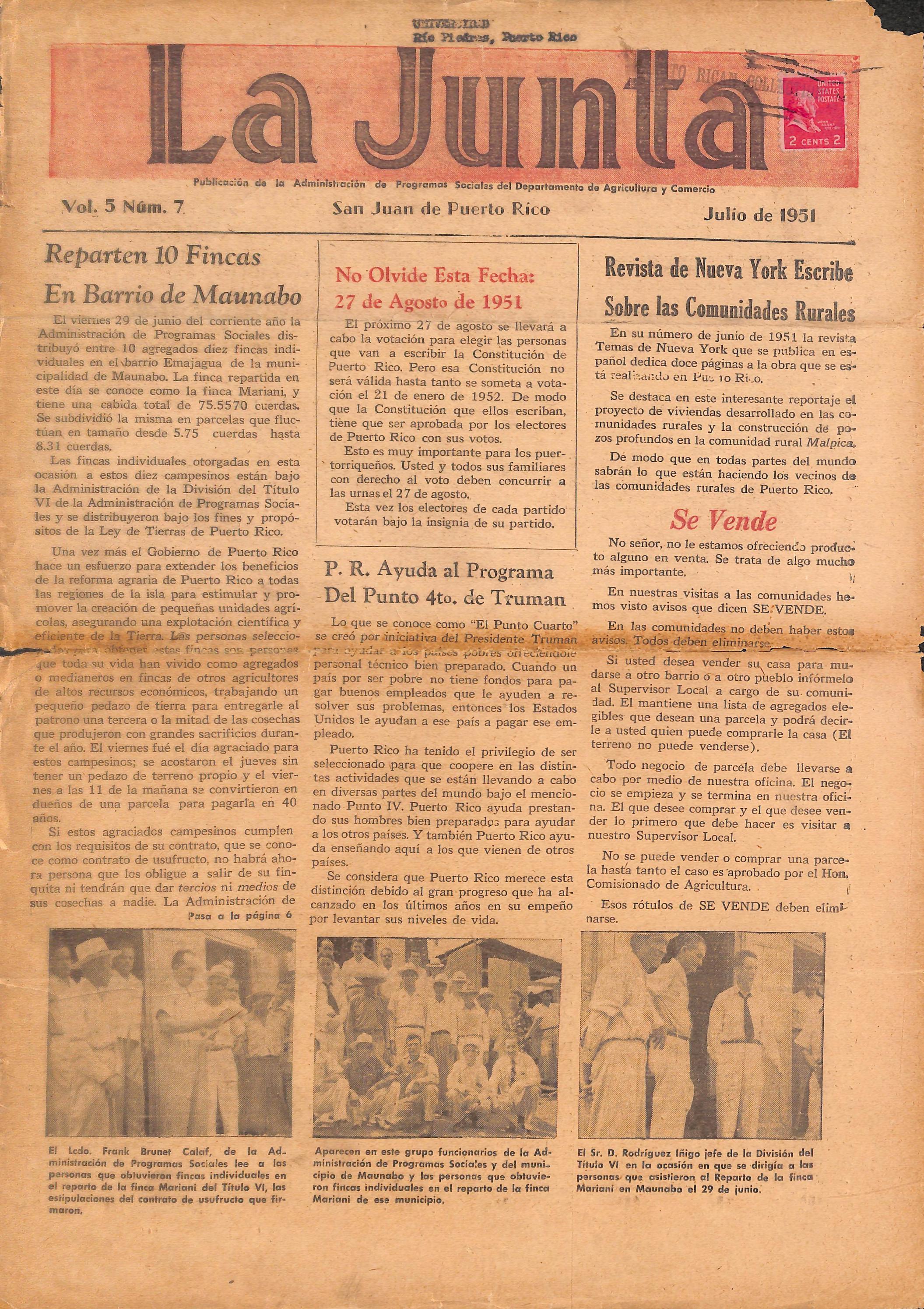 La Junta (jul. 1951) by La Colección Puertorriqueña Issuu