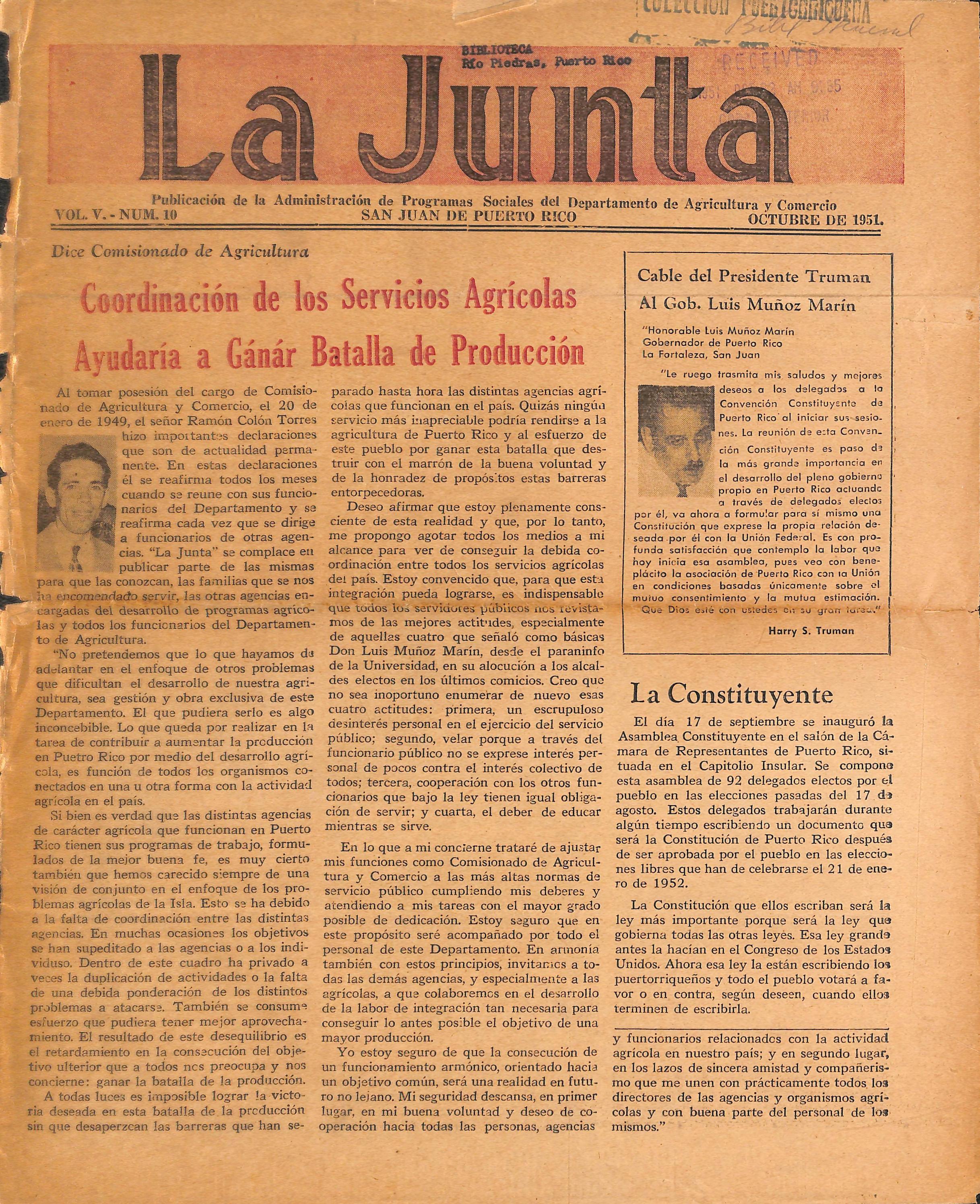 La Junta (oct. 1951) by La Colección Puertorriqueña Issuu