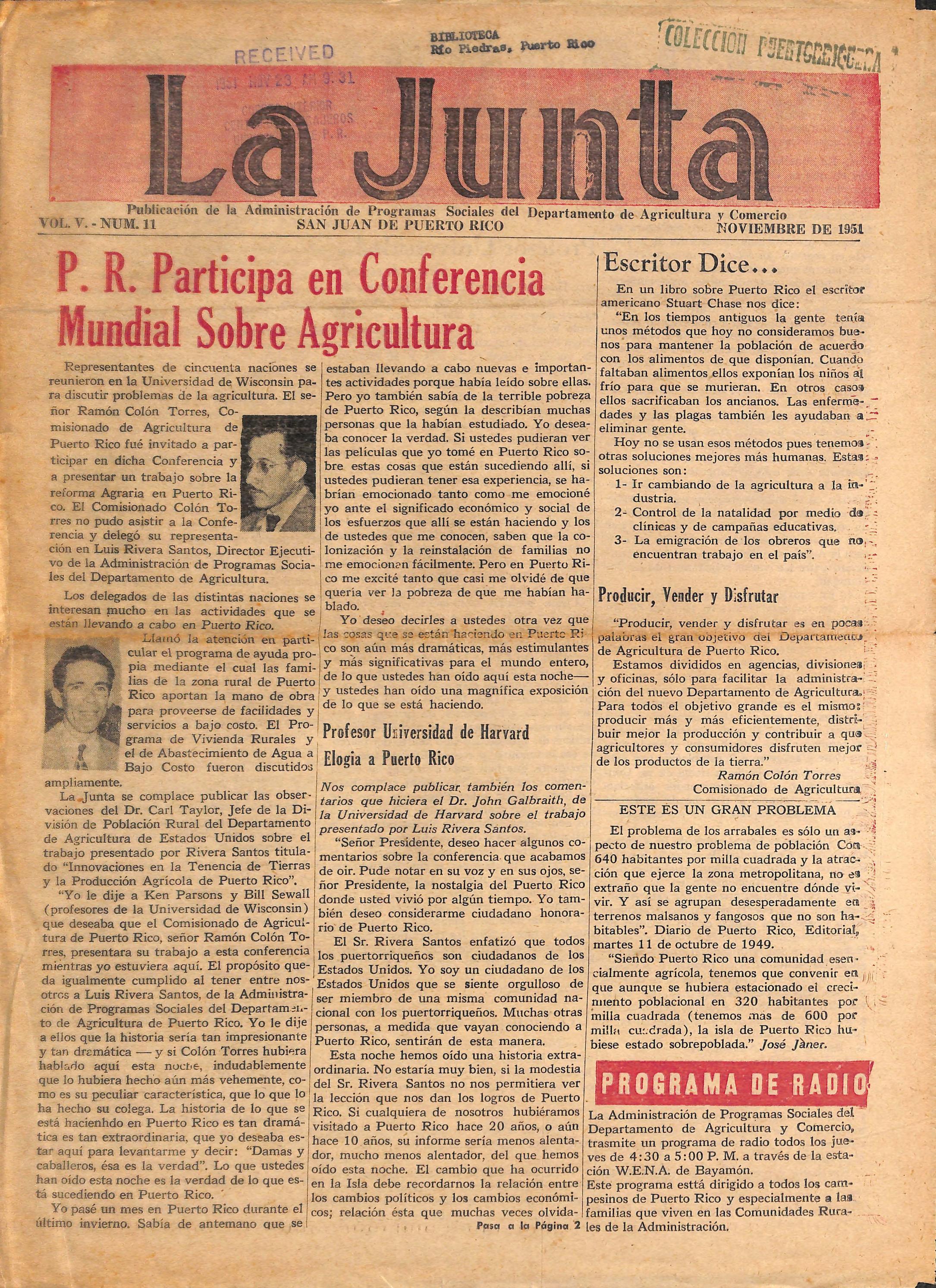 La Junta (nov. 1951) by La Colección Puertorriqueña Issuu