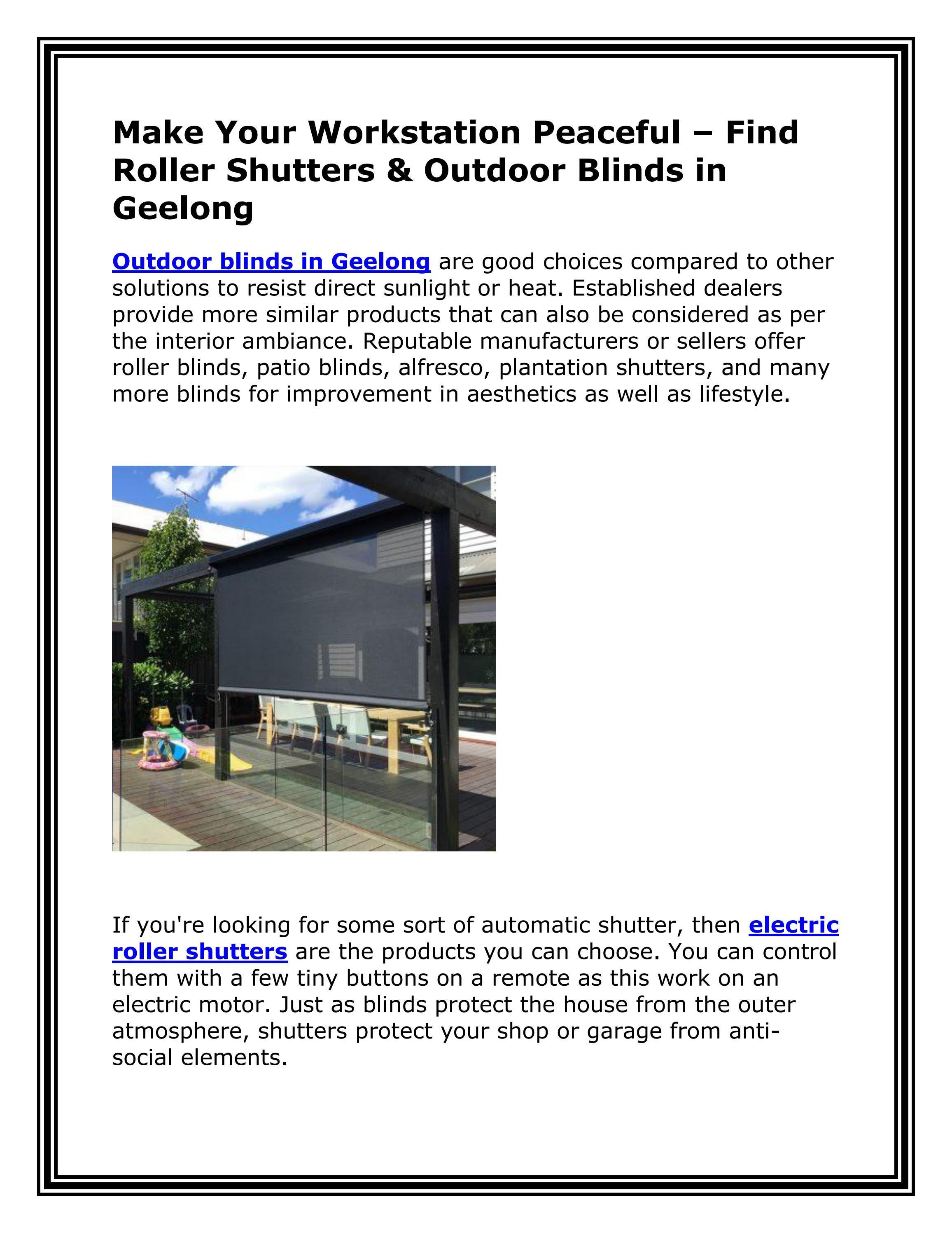 outdoor blinds Geelong & electric roller shutters by outdoorblindsgeelong Issuu