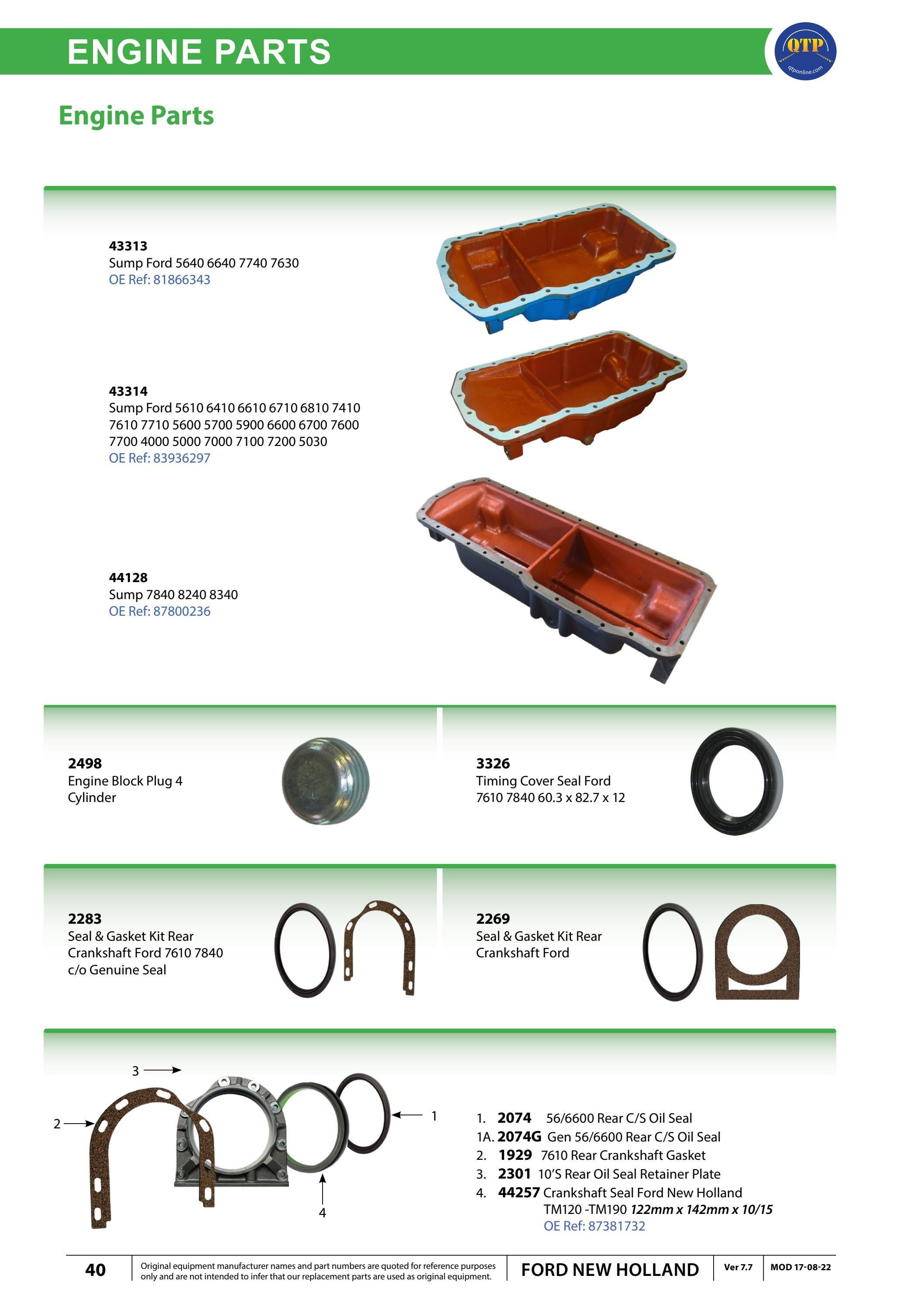 S.4301 Seal Kit-D2Nnn624A F7-15-2 Fits Ford/New Holland