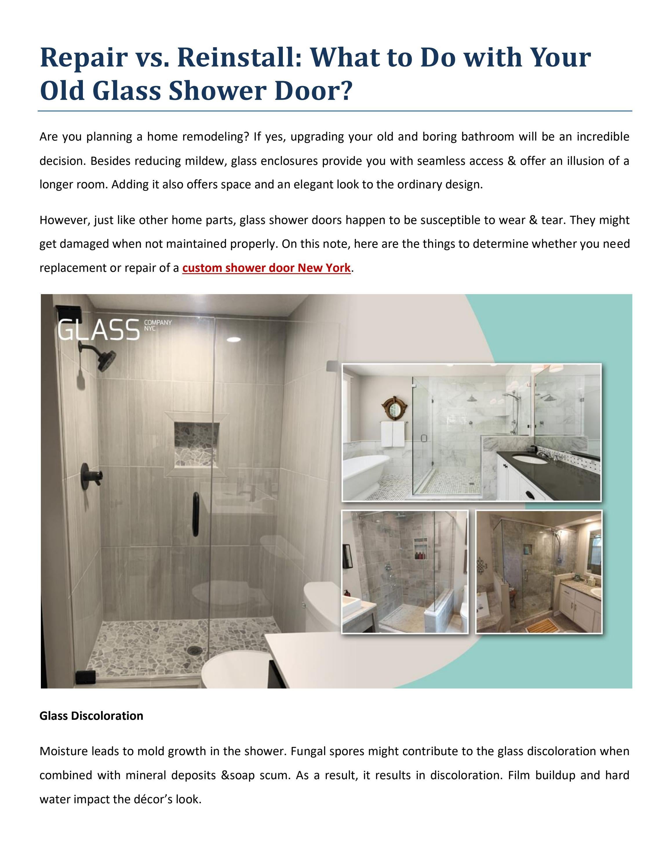 Repair vs. Reinstall What to Do with Your Old Glass Shower Door? by