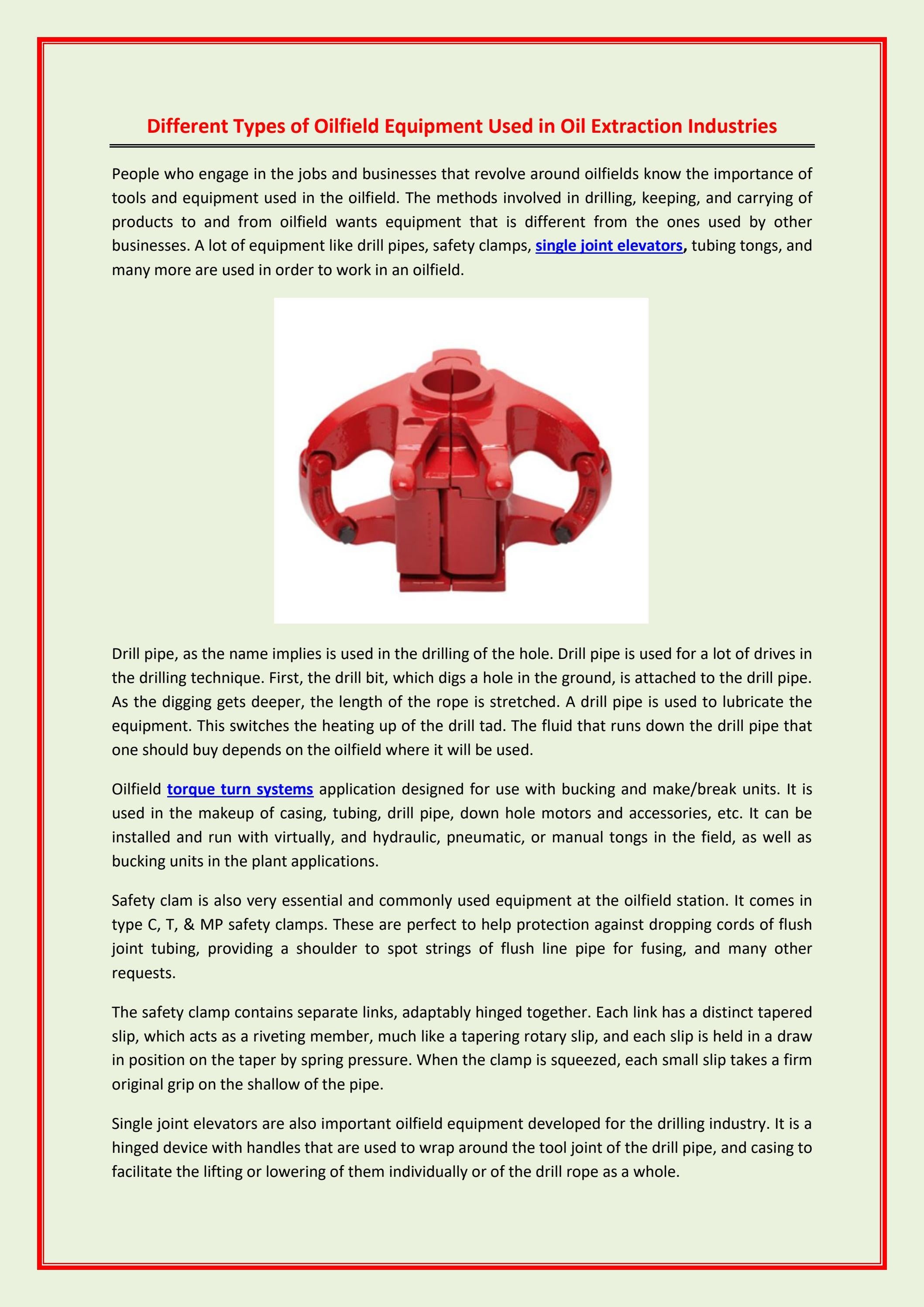 Different Types of Oilfield Equipment Used in Oil Extraction Industries