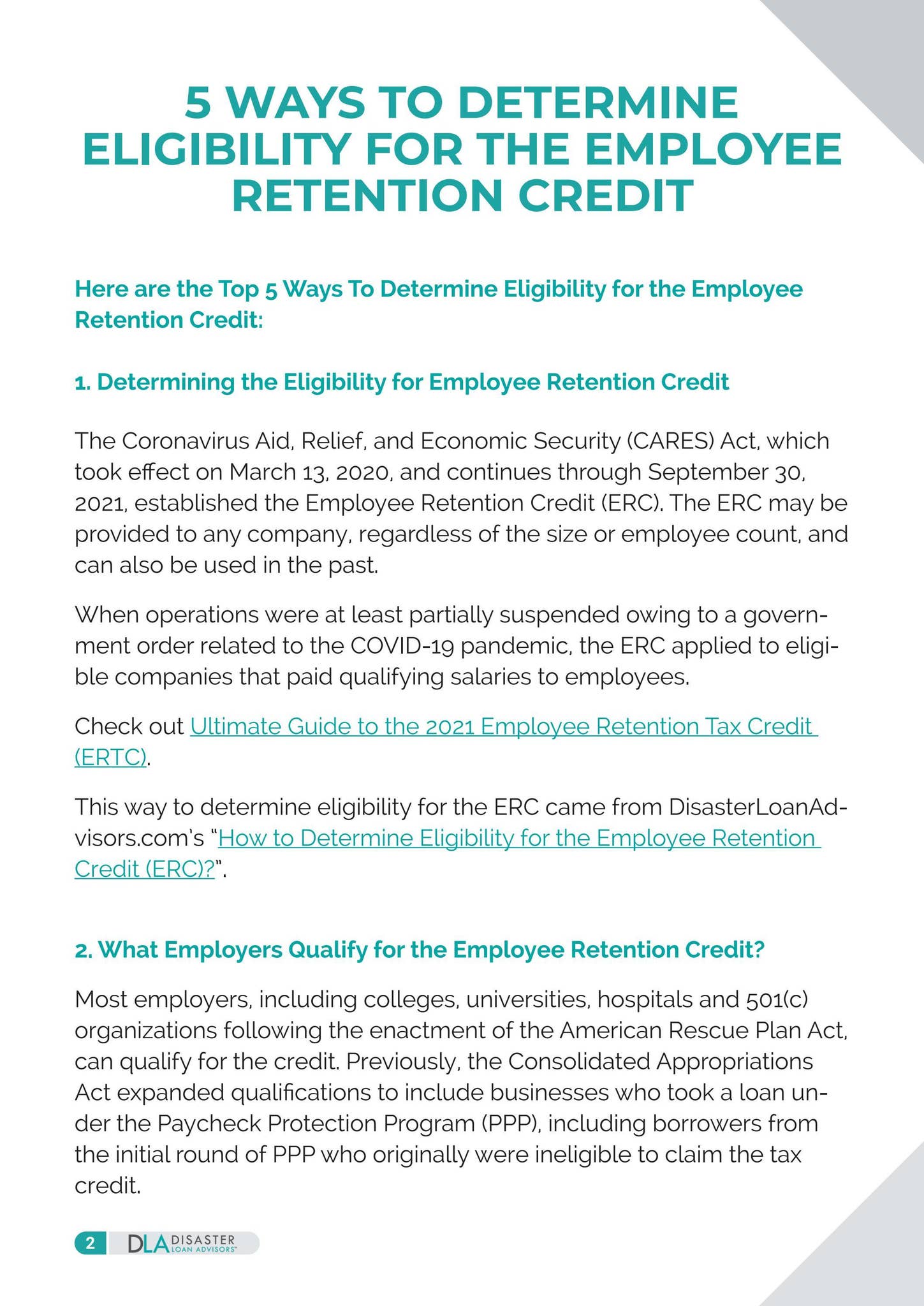 5 Ways to Determine Eligibility for the Employee Retention Credit by ...