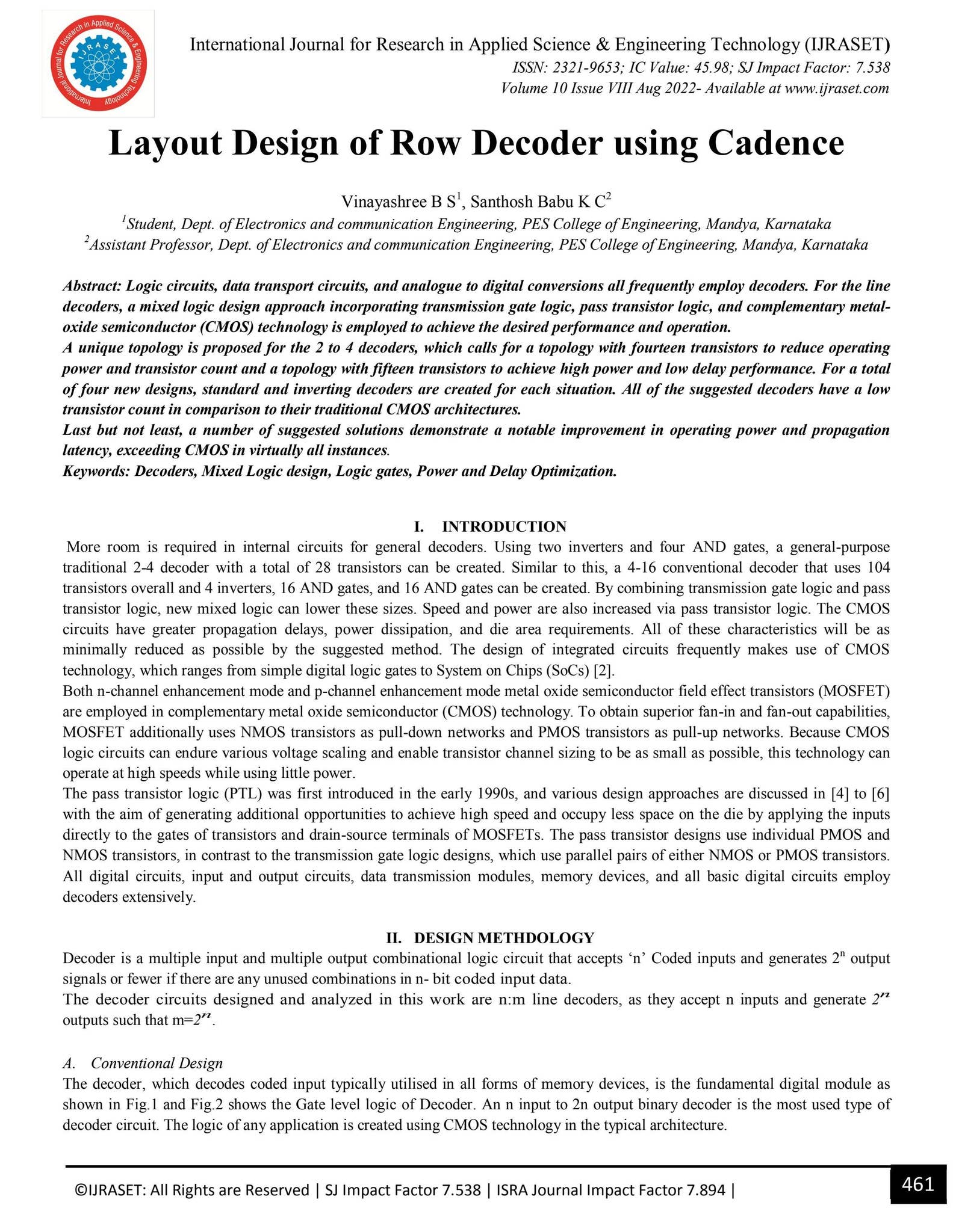 Layout Design of Row Decoder using Cadence by IJRASET - Issuu