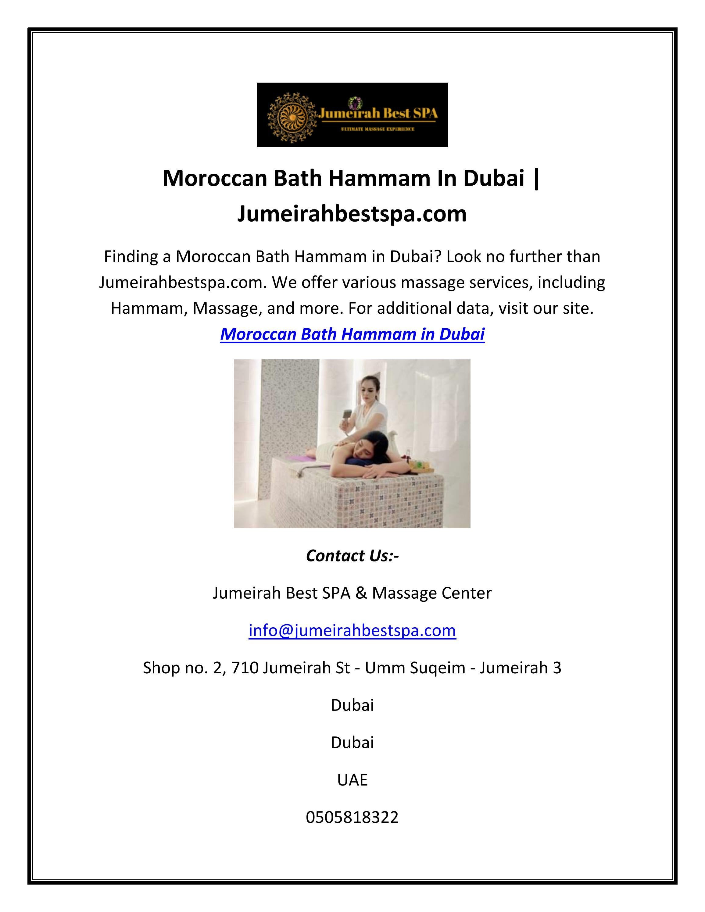 Moroccan Bath Hammam In Dubai by Jumeirah Bestspa