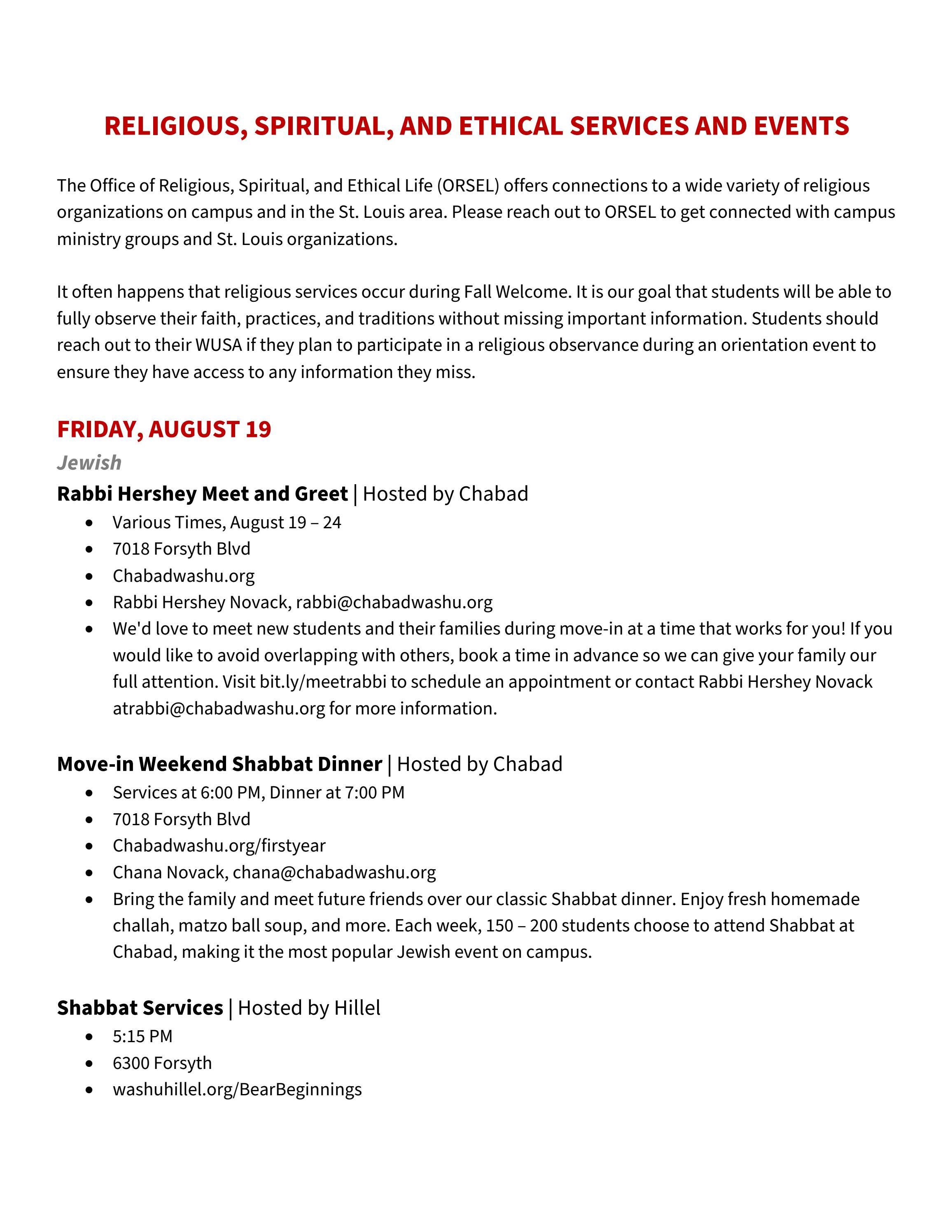 Religious, Spiritual, and Ethical Events Fall 2022 by WashU