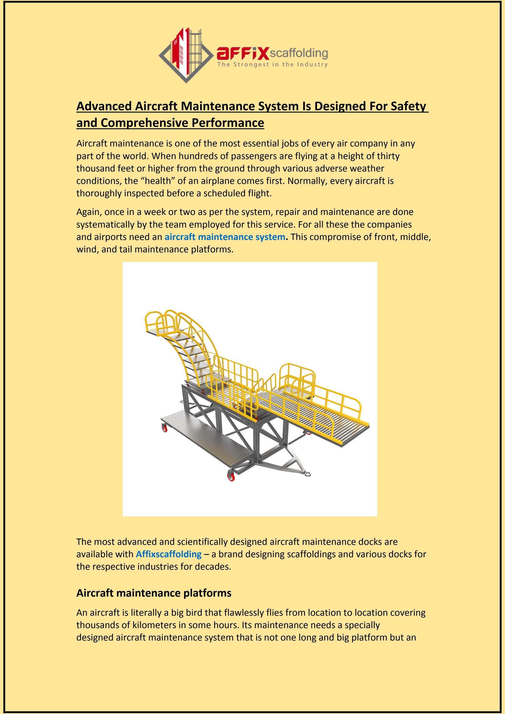 Advanced Aircraft Maintenance System Is Designed For Safety and