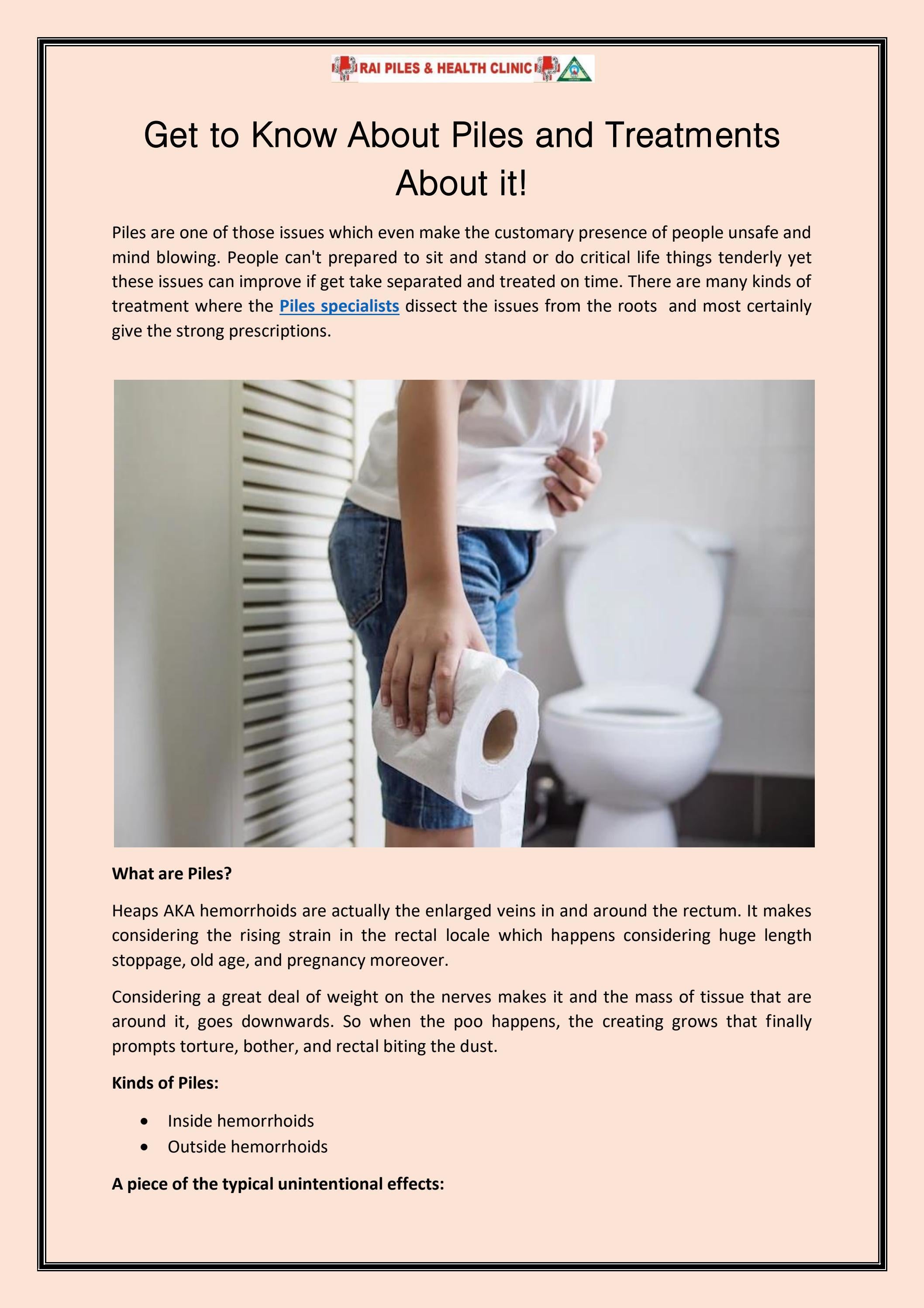 Get to Know About Piles and Treatments About it! by Rai Piles Clinic