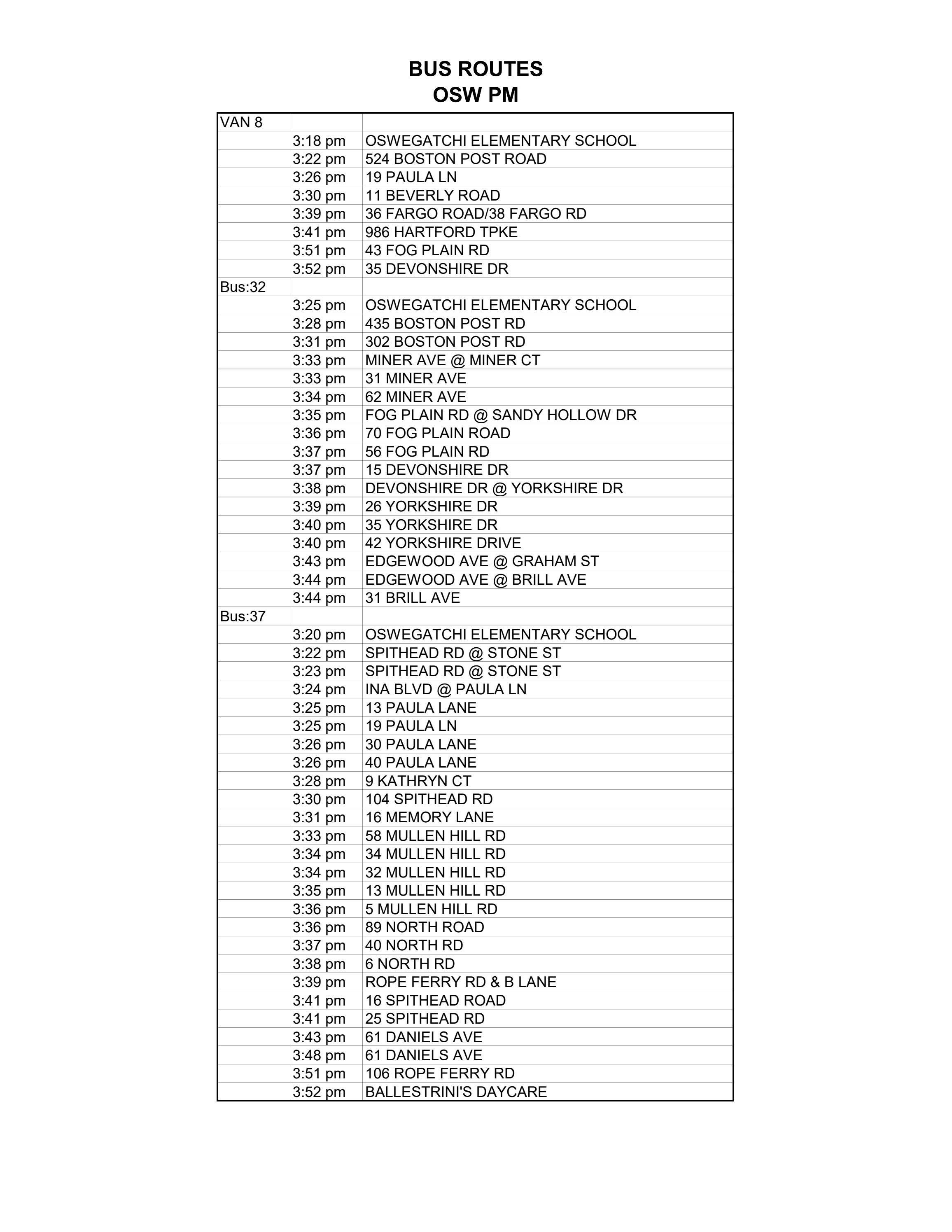 Oswegatchie Elementary PM Bus Route by Waterford Public Schools Issuu
