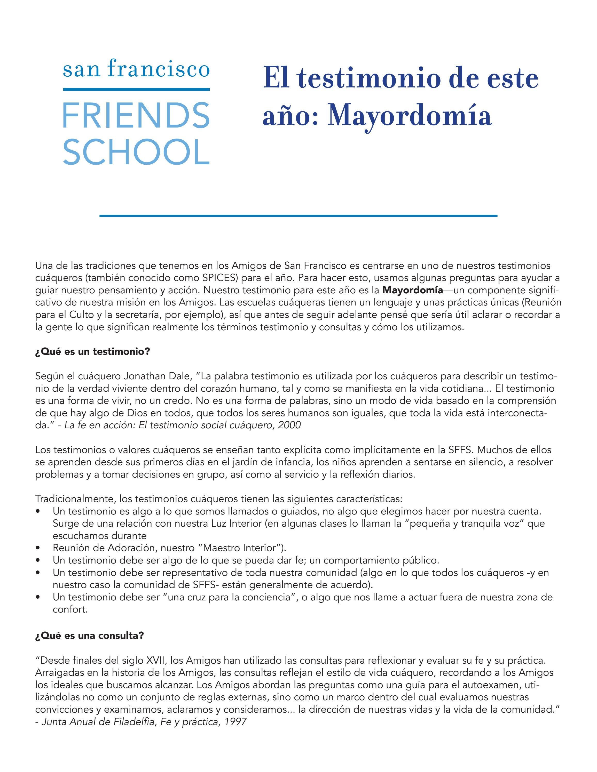 20222023 Community Testimony SPANISH by sanfranciscofriendsschool