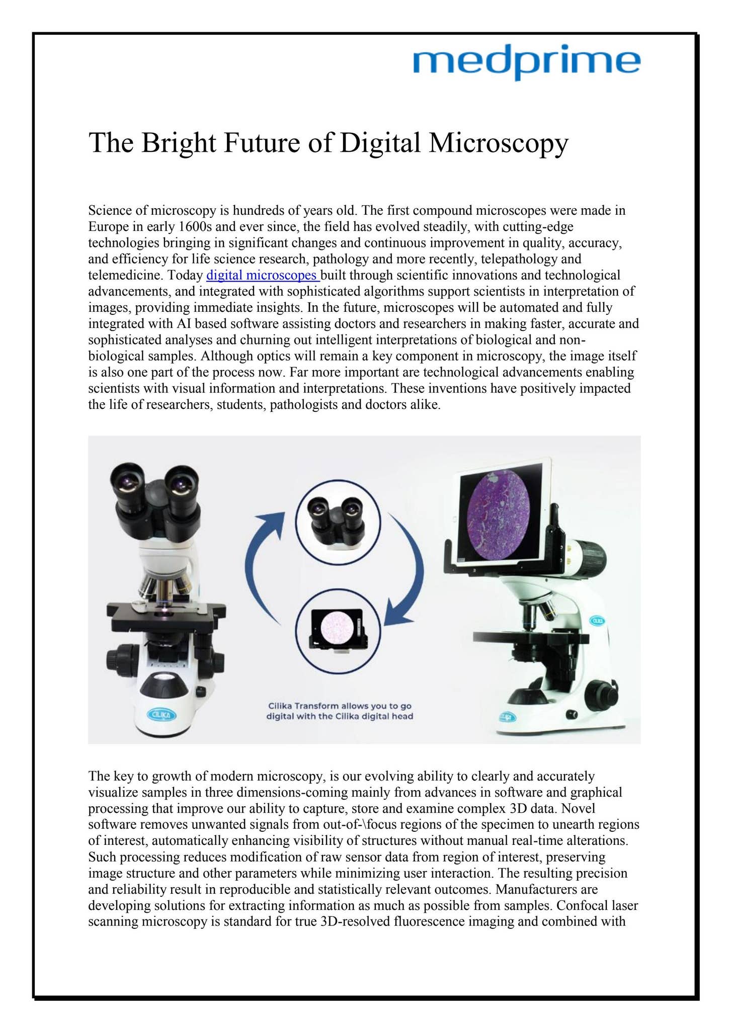 Future Microscope The Bright Future of Digital Microscopy by Medtech Prime - Issuu