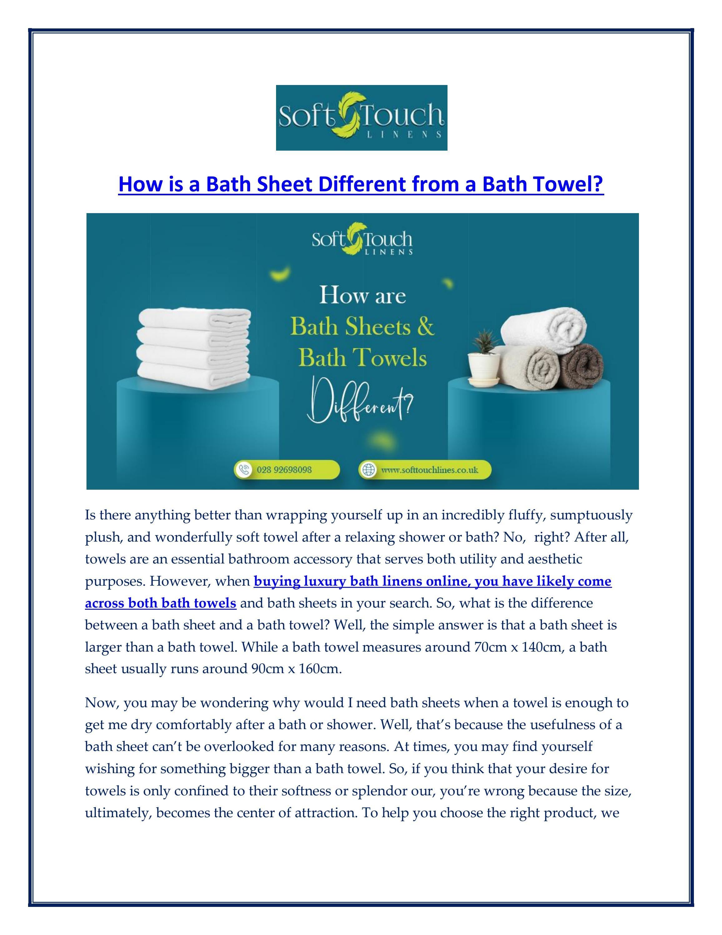 How is a Bath Sheet Different from a Bath Towel? by Soft Touch Linens