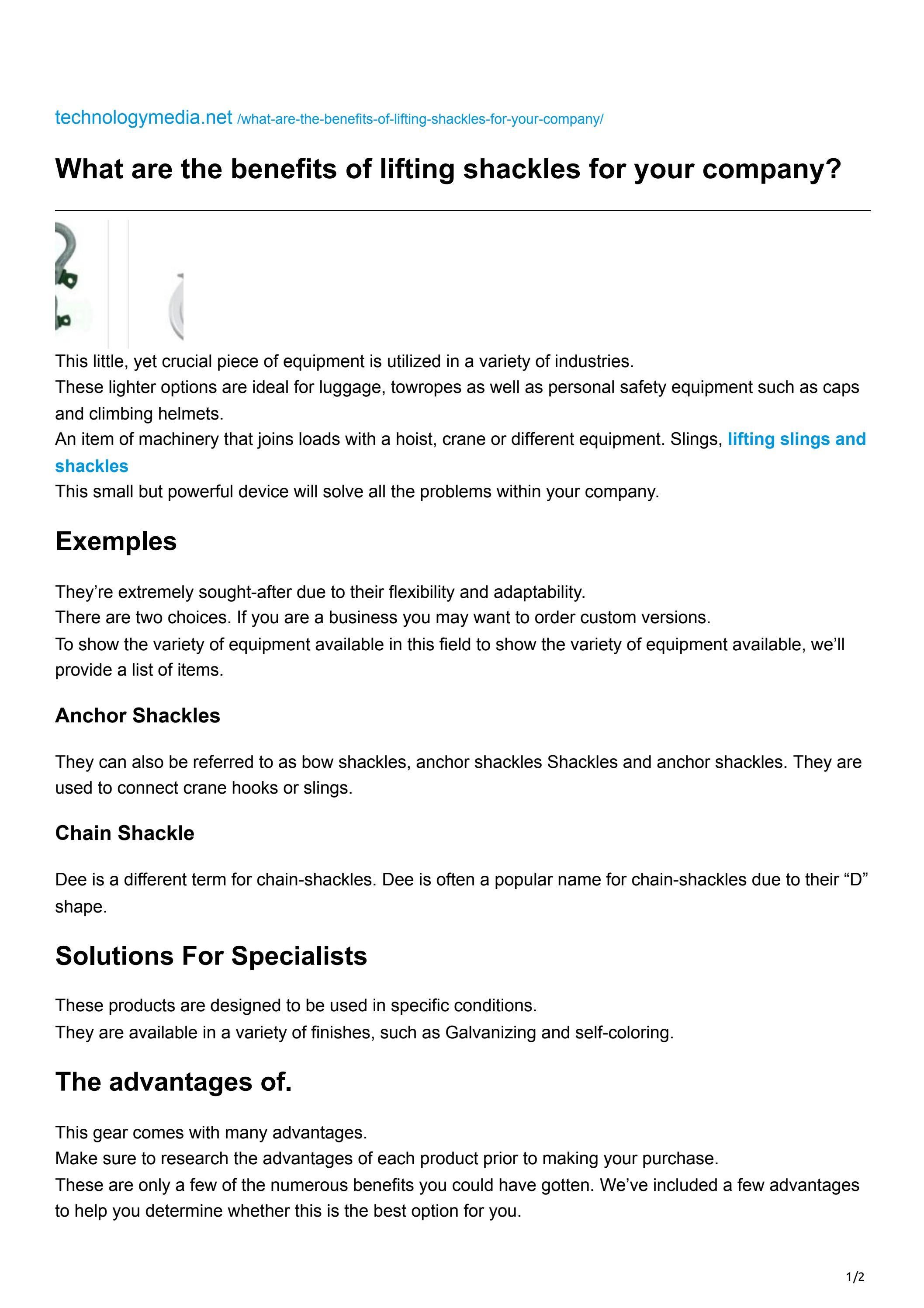 What are the benefits of lifting shackles for your company? by UK