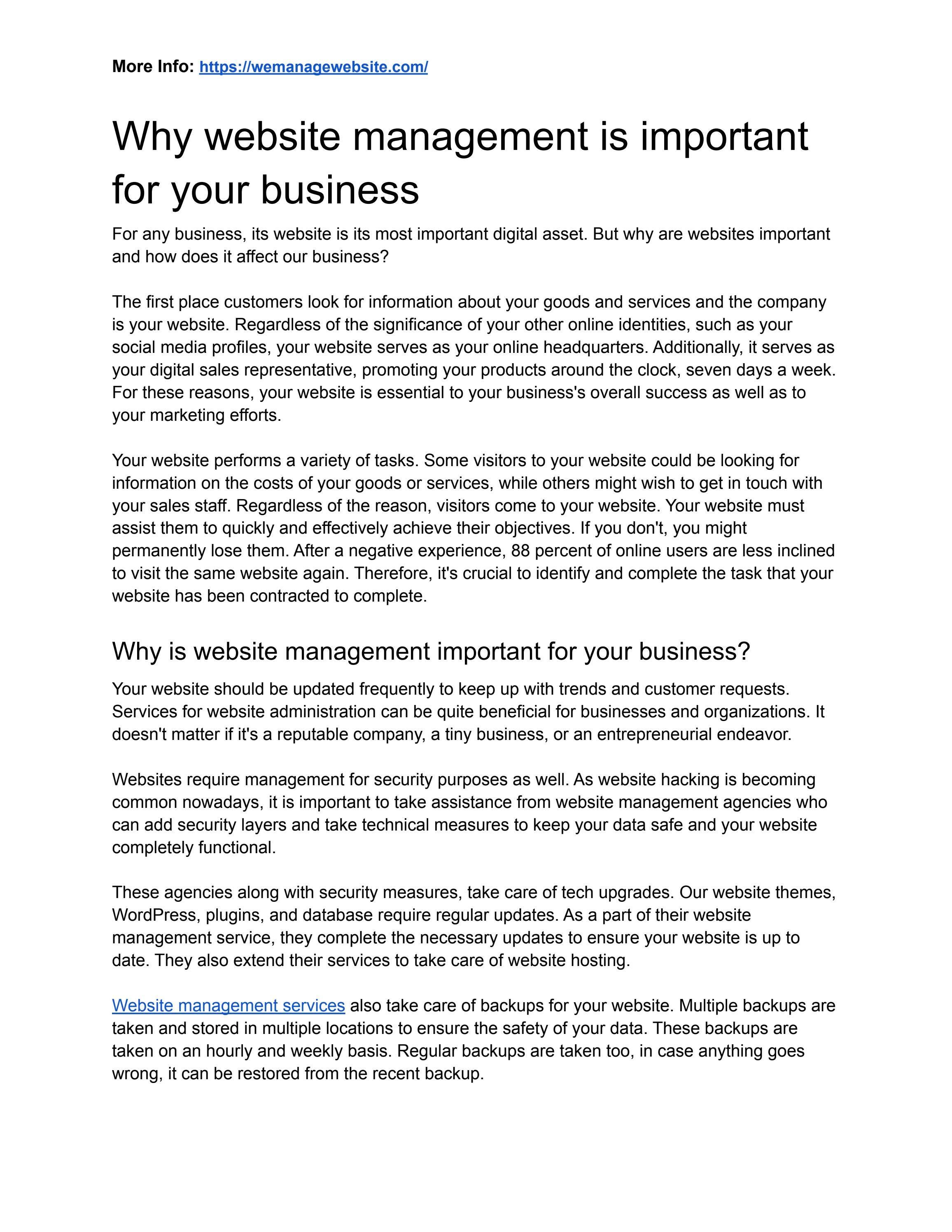 Why Website Management Is Important For Your Business By Sarika Dutta