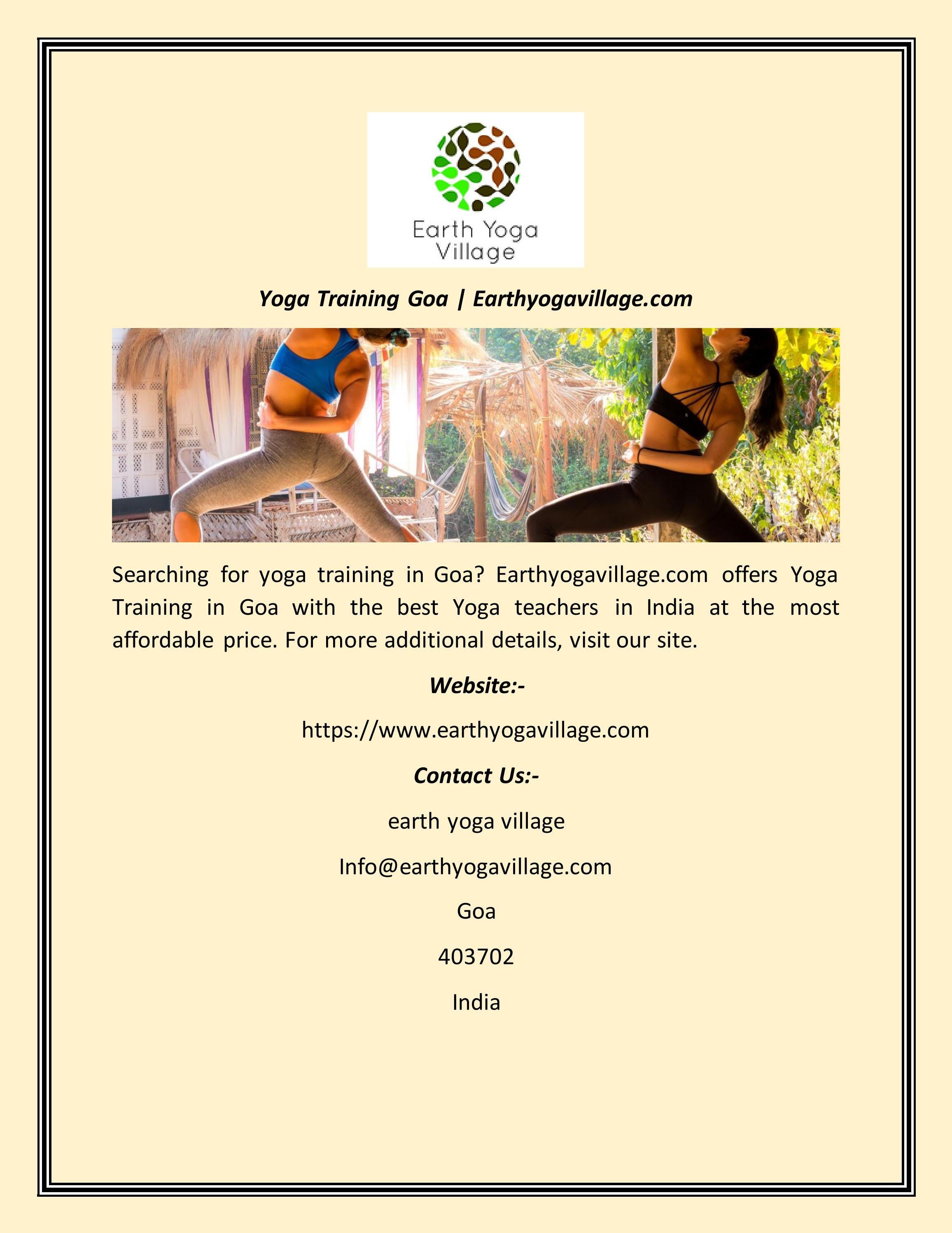 Yoga Training Goa by earth yoga Village Issuu