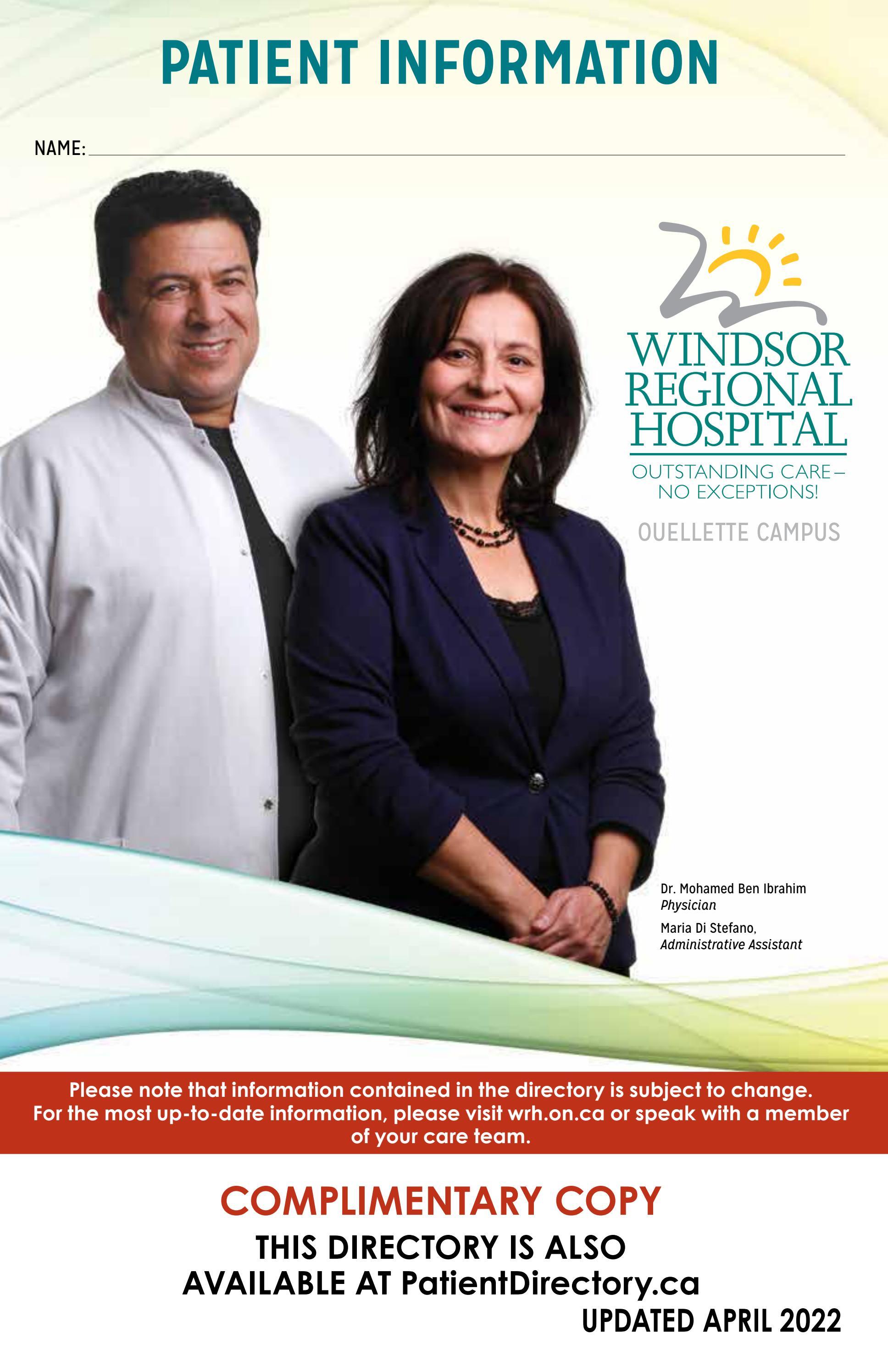 Windsor Regional Hospital – Ouellette Campus – Patient Information by  Willow Publishing - Issuu
