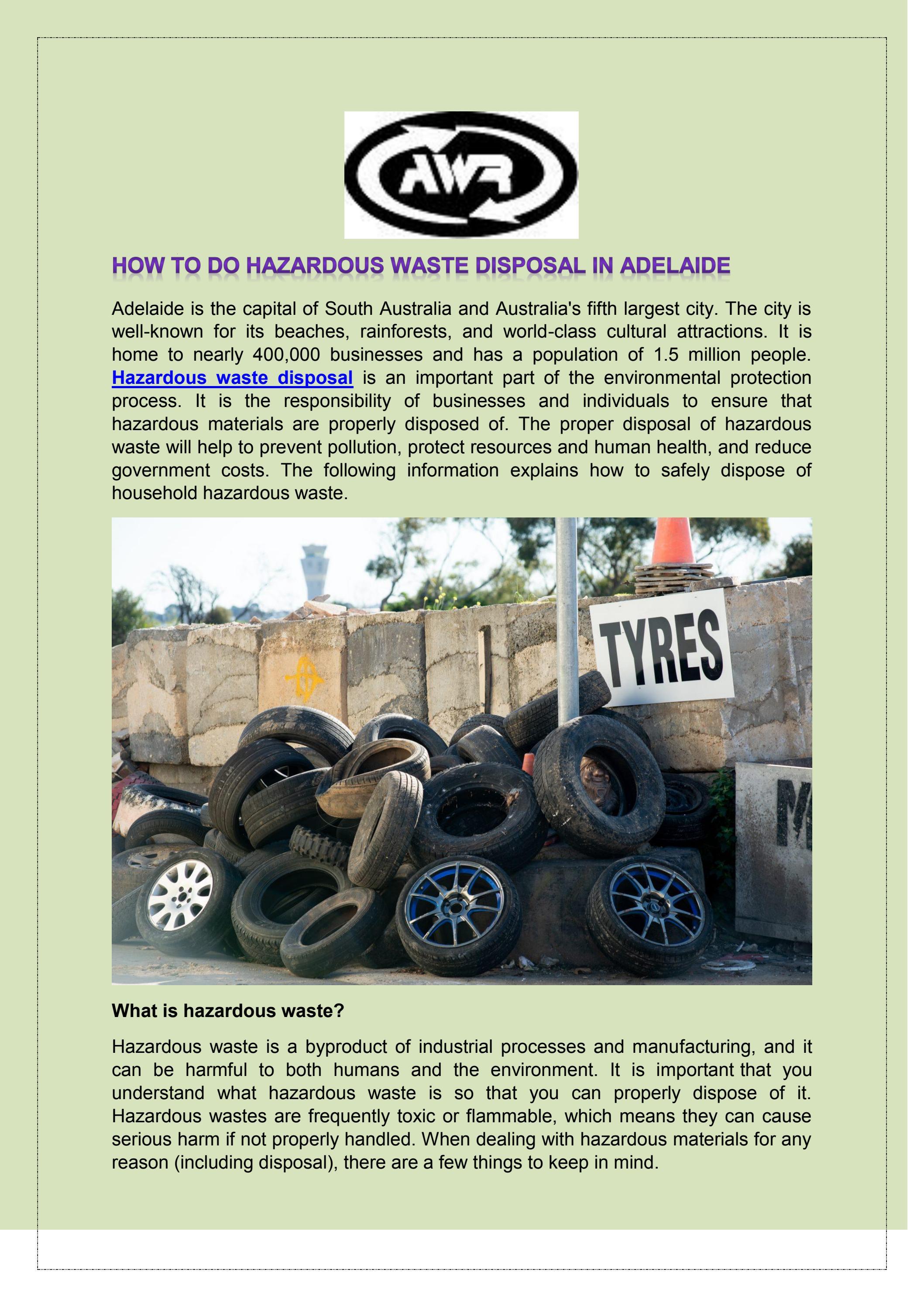 How to do Hazardous Waste Disposal in Adelaide by recyclingcentre Issuu