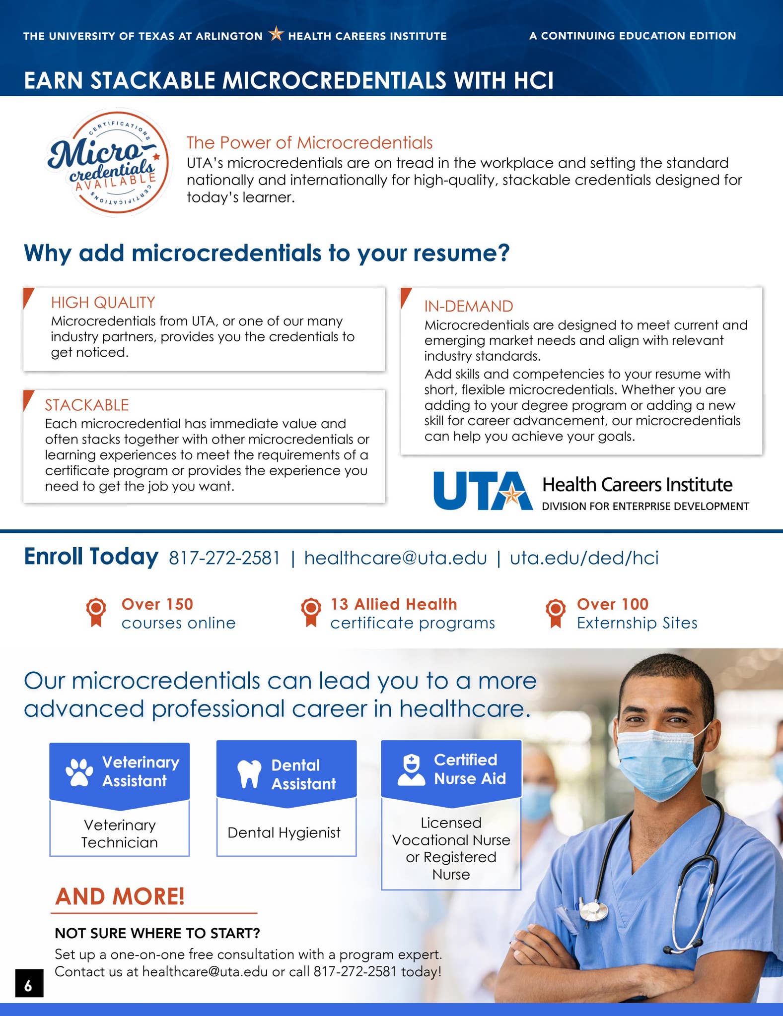 UTA DED Health Careers Institute (HCI) Fall 2022 Course Catalog by