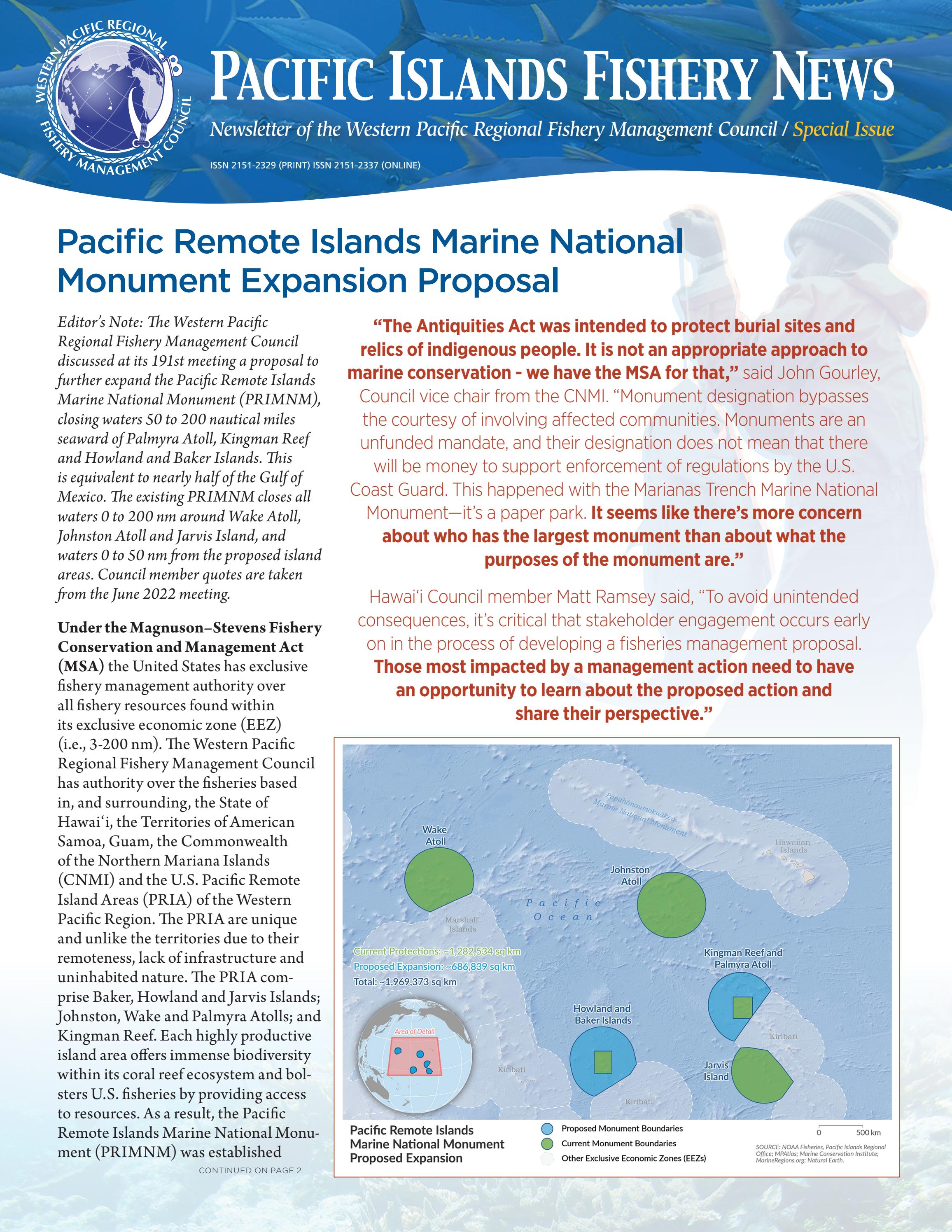 August 2022 Pacific Islands Fishery News Pacific Remote Islands
