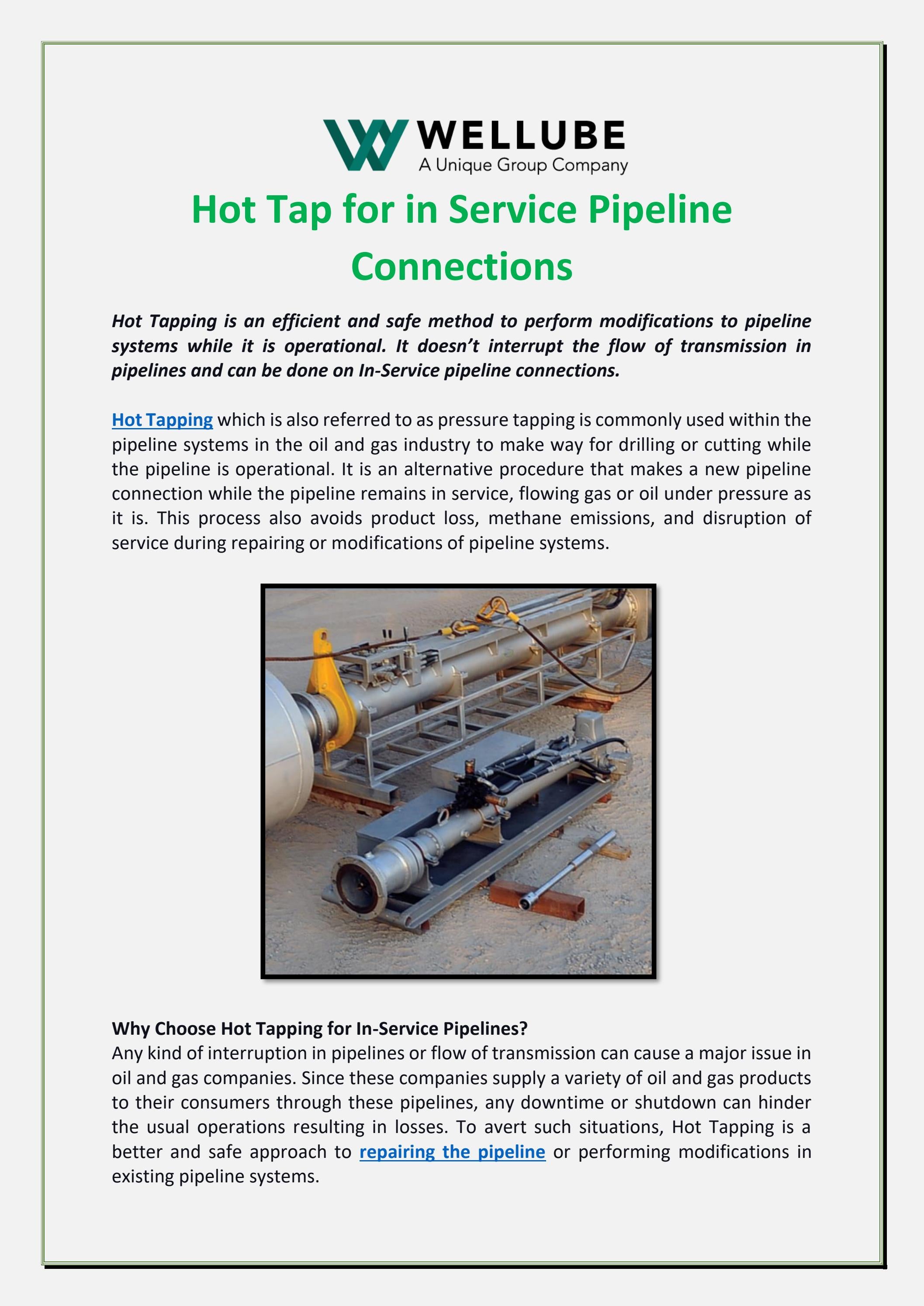 Hot Tap for in Service Pipeline Connections by Wellube Issuu