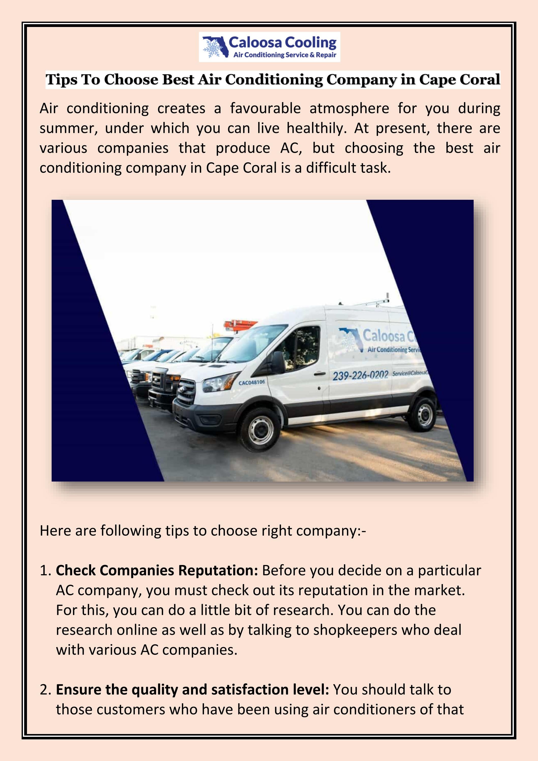 Tips To Choose The Best Air Conditioning Company In Cape Coral by