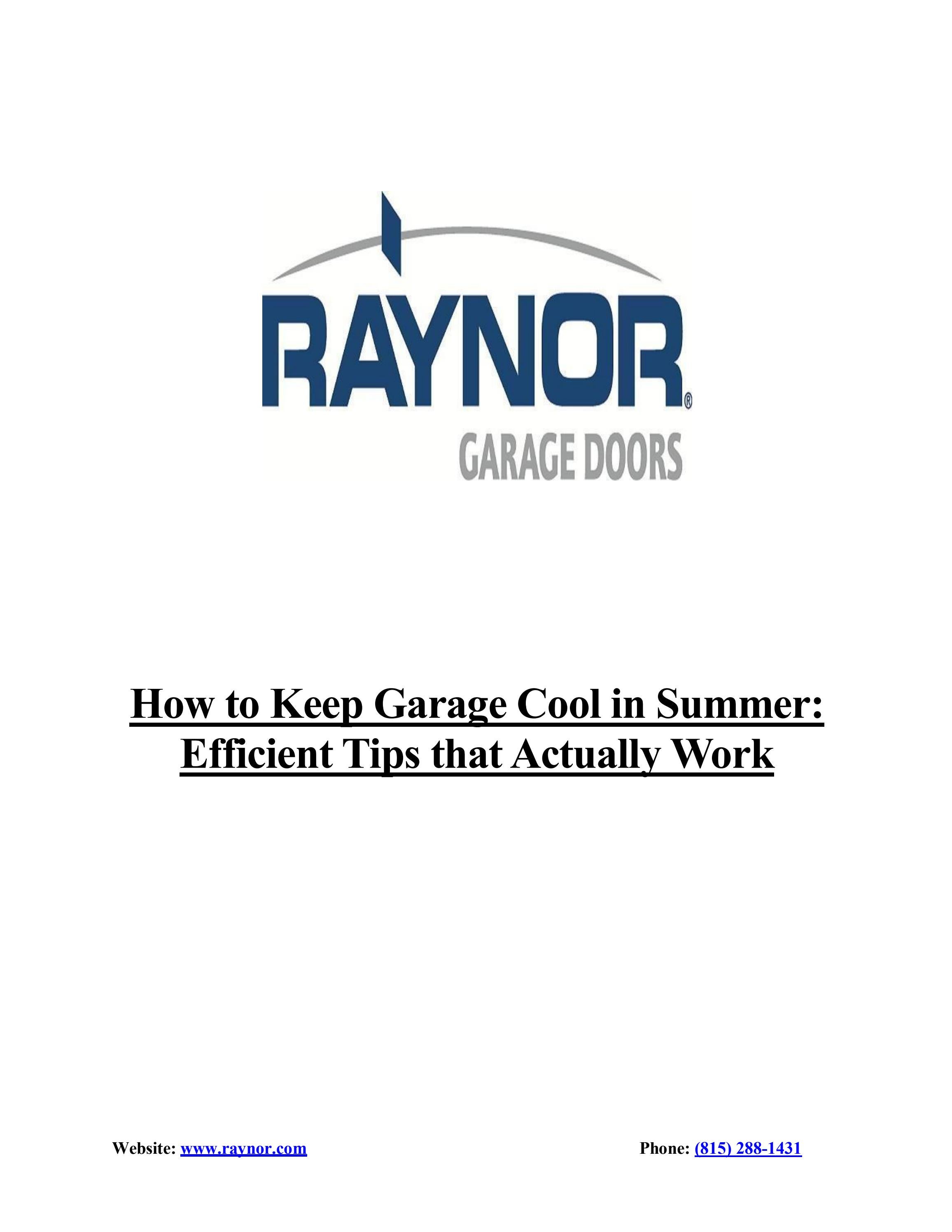 How to Keep Garage Cool in Summer by Raynor Garage Doors Issuu