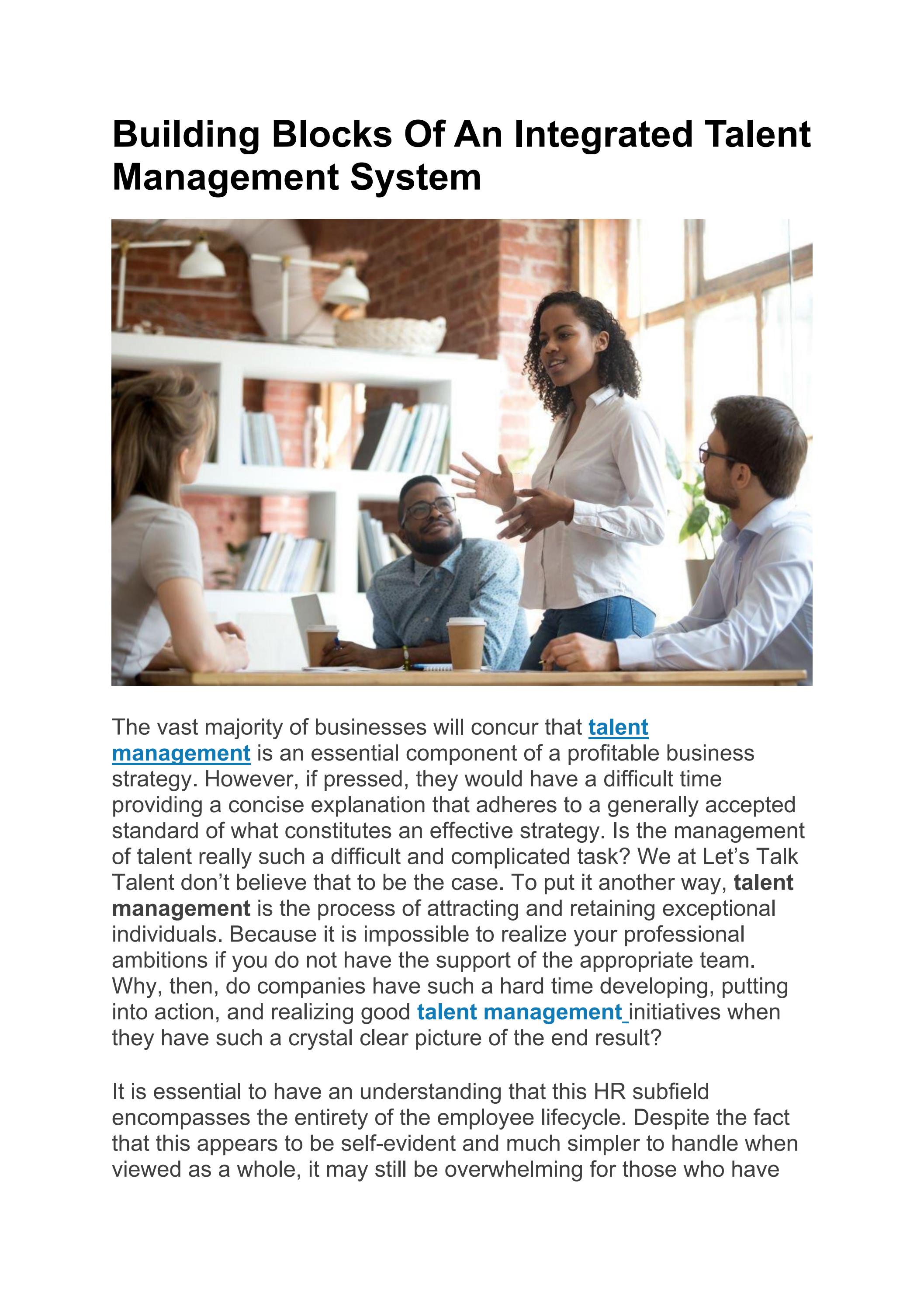 Building Blocks Of An Integrated Talent Management System by qandle - Issuu