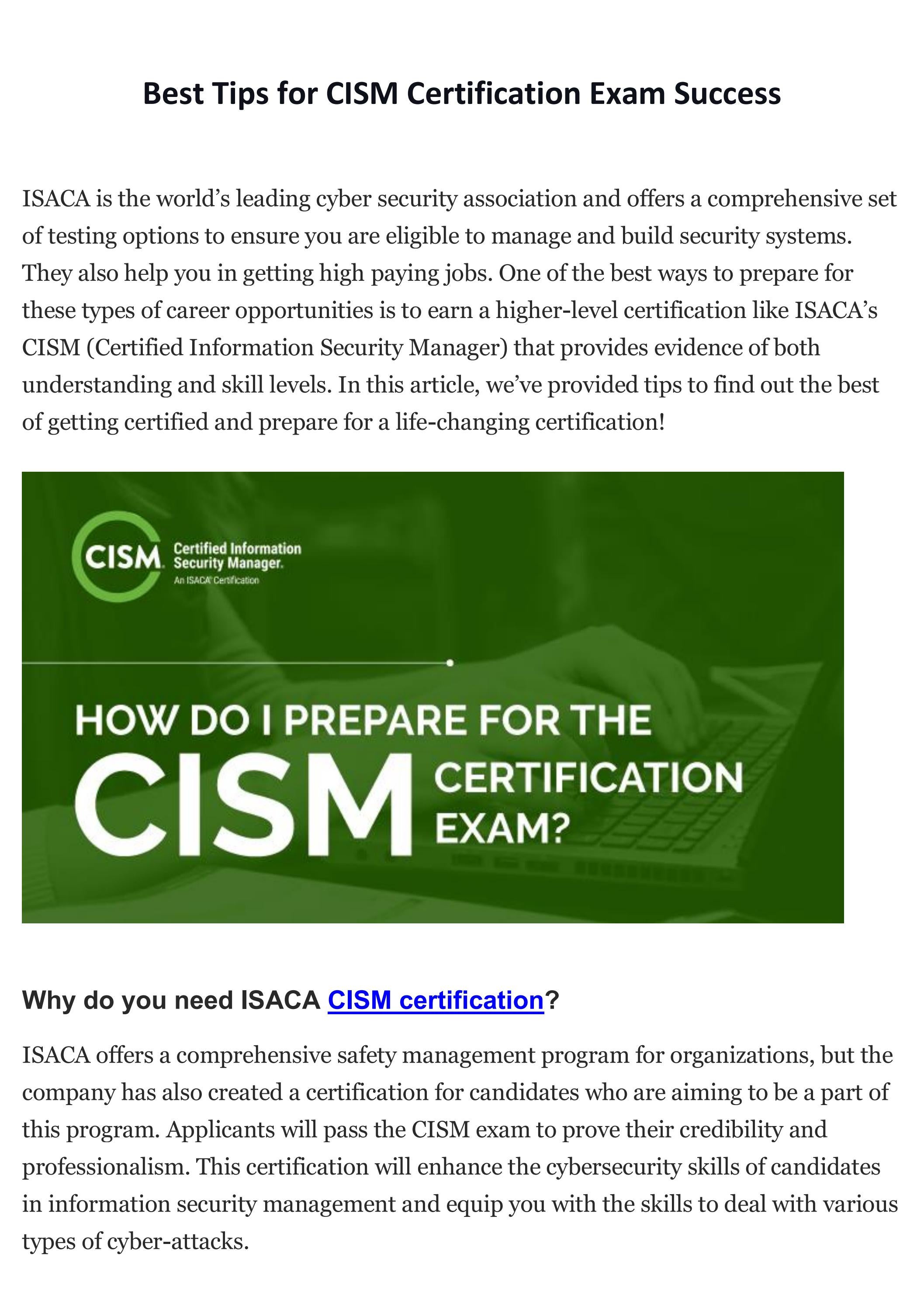 cism testing