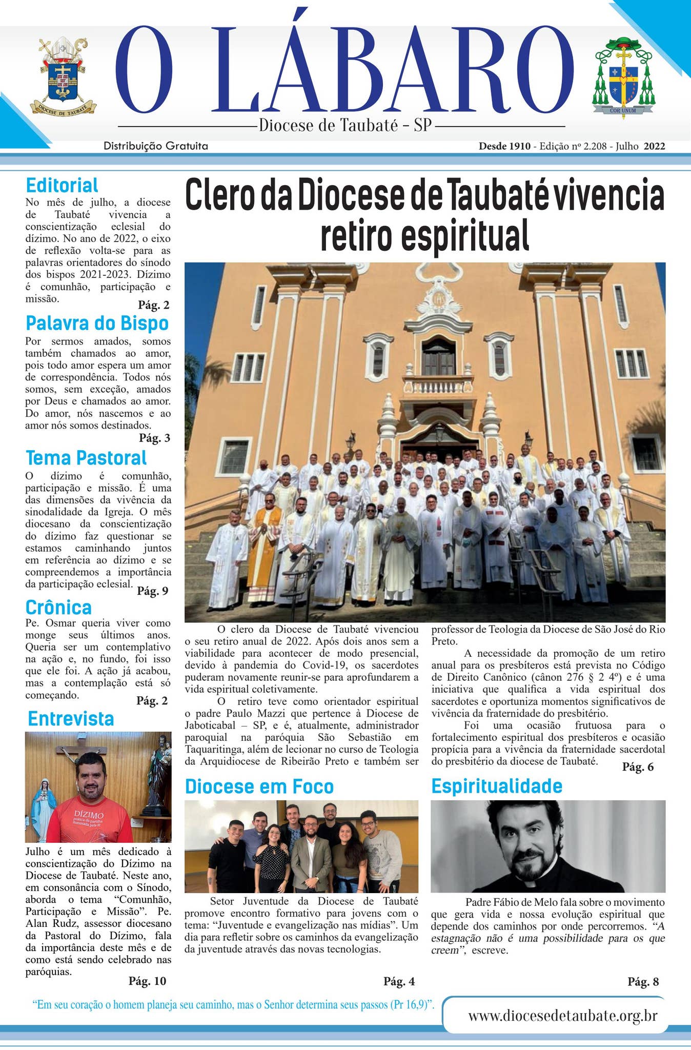 Jornal O Lábaro | Diocese de Taubaté | Julho de 2022 by Diocese Taubaté -  Issuu
