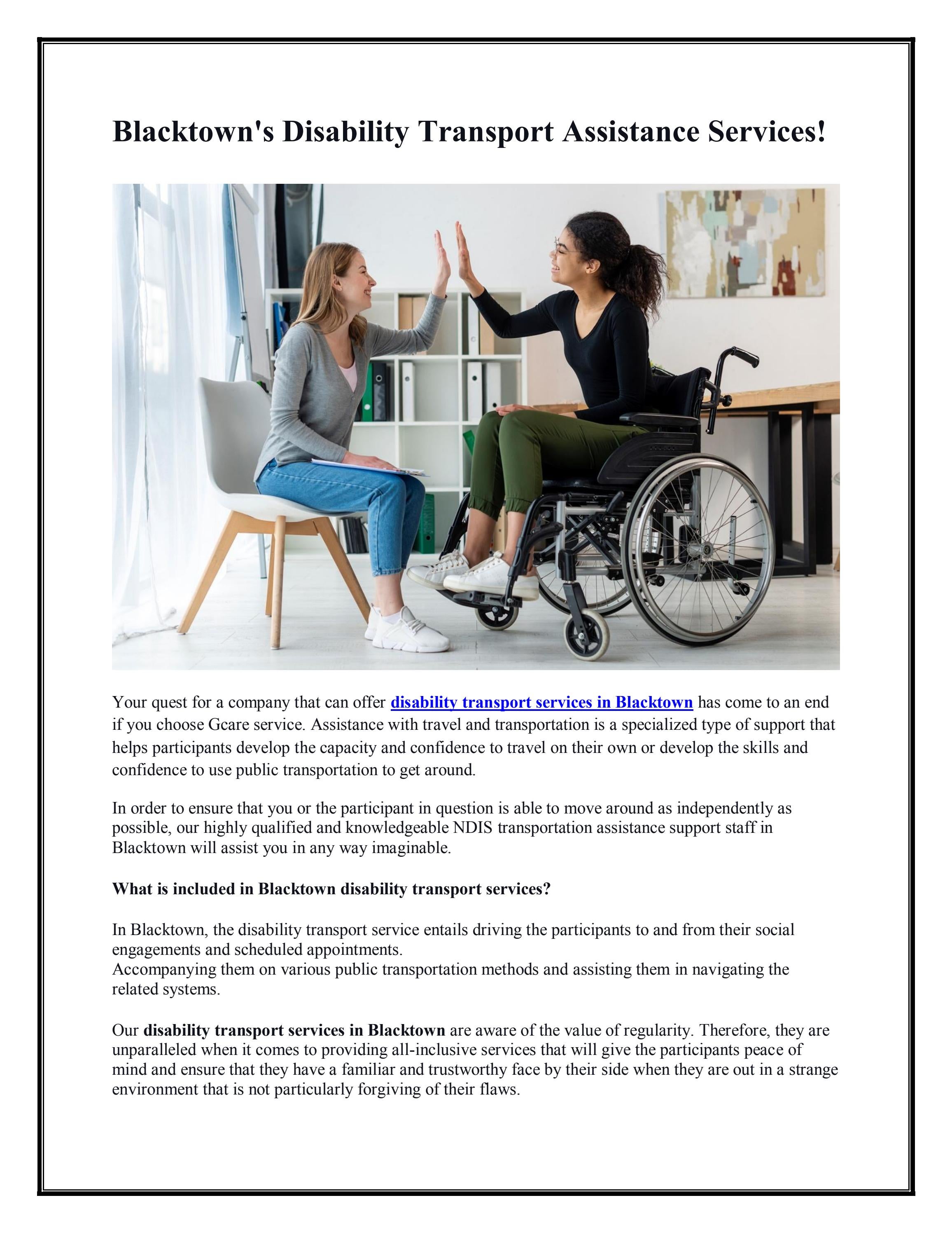 Blacktown's Disability Transport Assistance Services! by gcare au Issuu