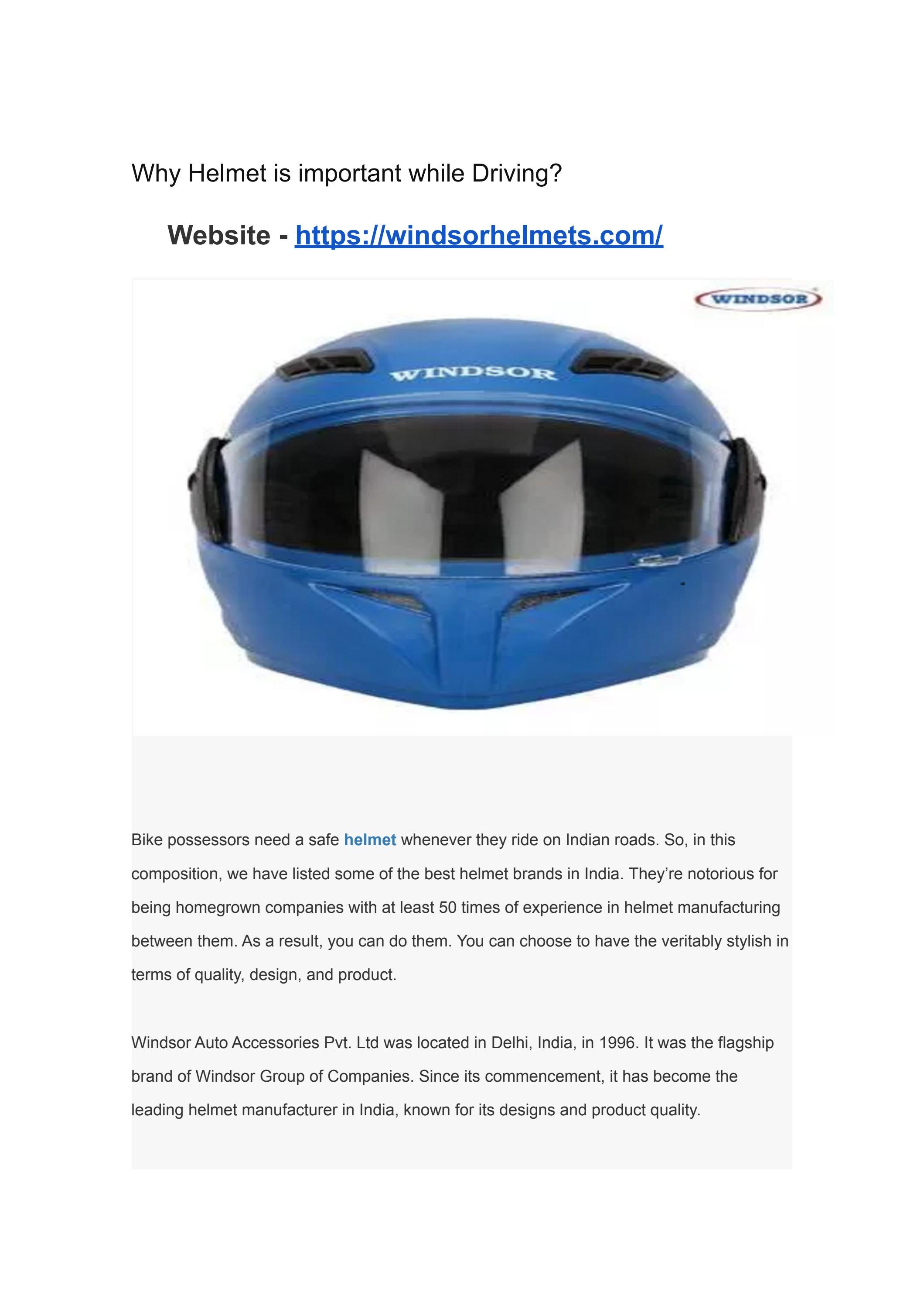 Why Helmet is important while Driving? by windsorhelmets Issuu