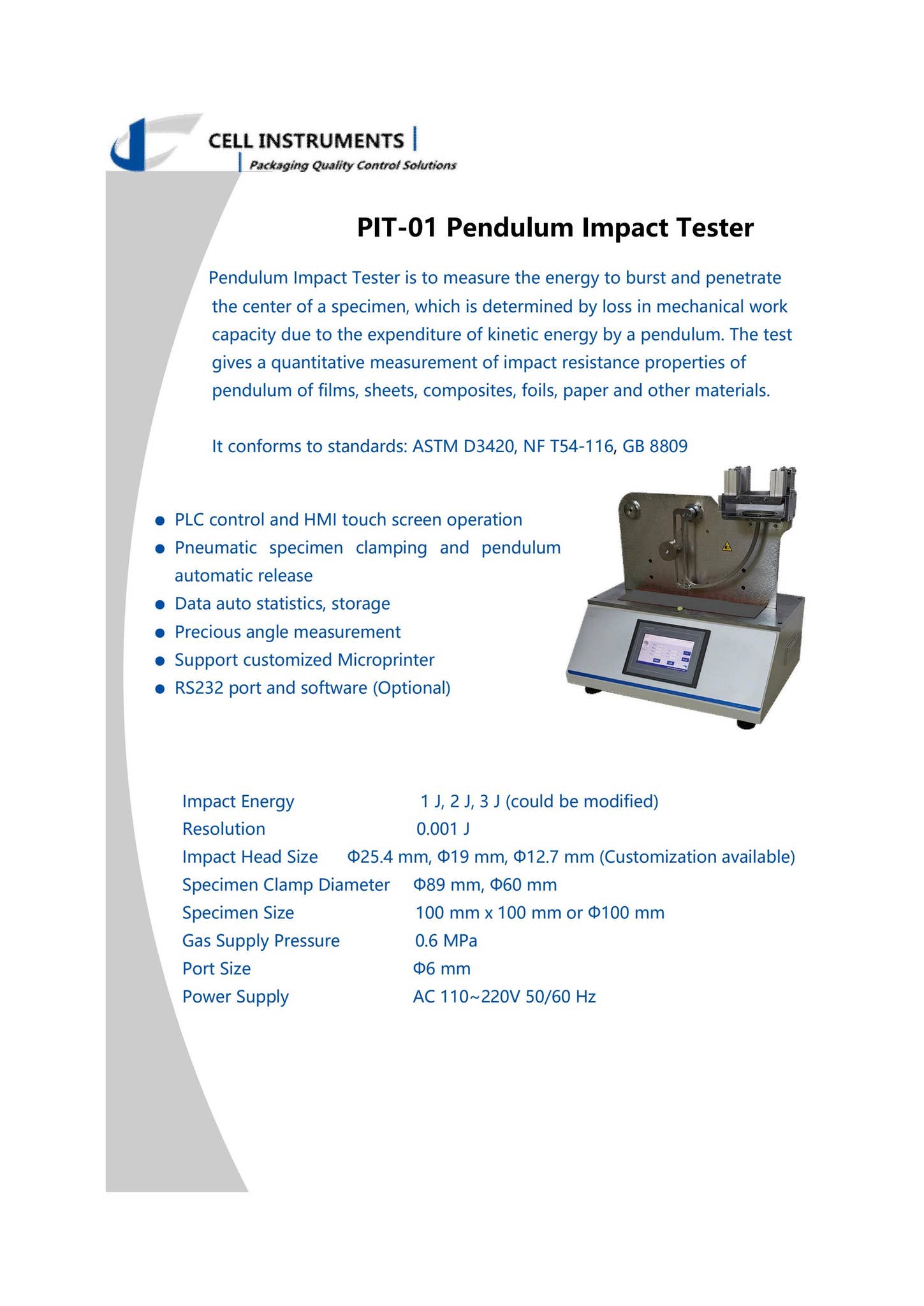 PIT-01 Pendulum Impact Tester by Cell Instruments - Issuu