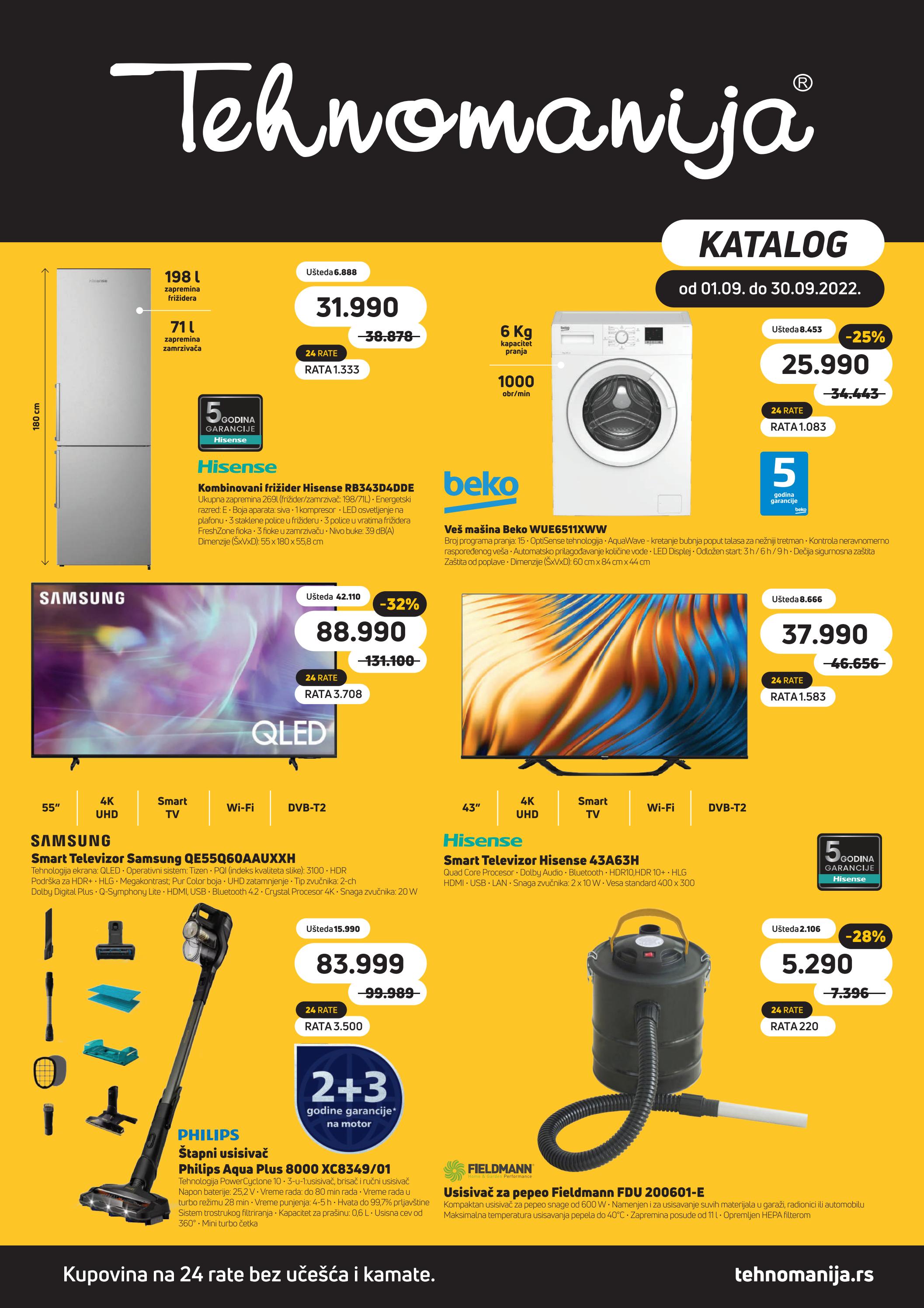 Katalog Bele tehnike, Malih kućnih aparata i Televizora Septembar 2022