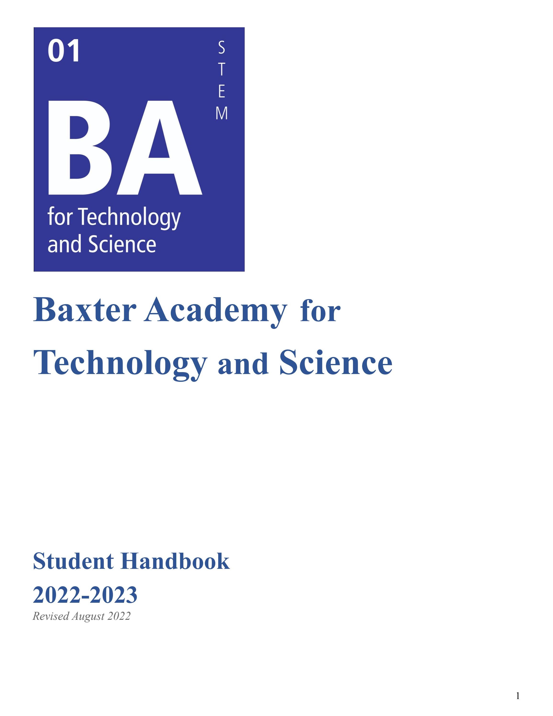 Baxter Academy Student Handbook 20222023 by BaxterAcademy Issuu