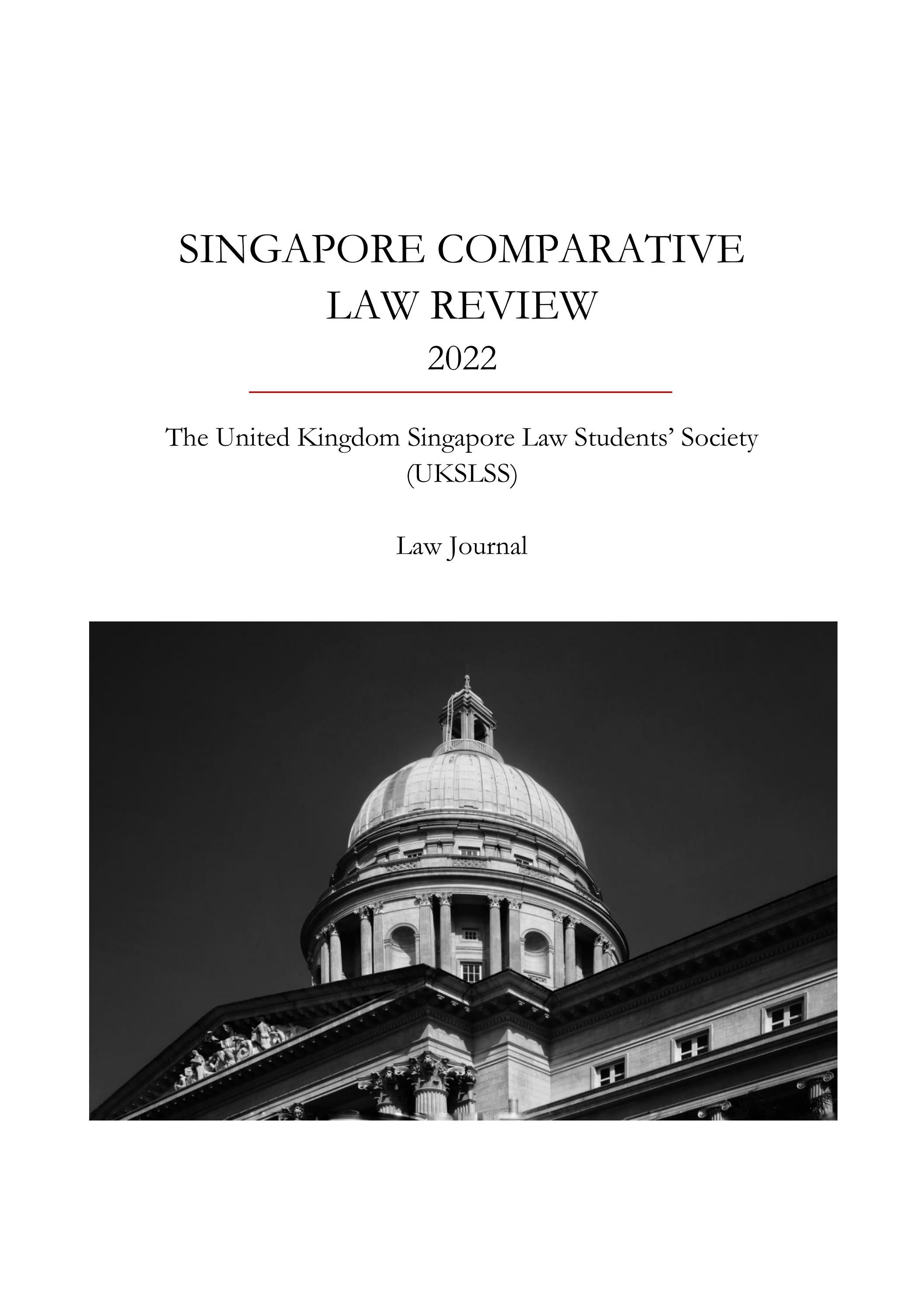 Singapore Comparative Law Review (SCLR) 2022 by The UKSLSS Issuu
