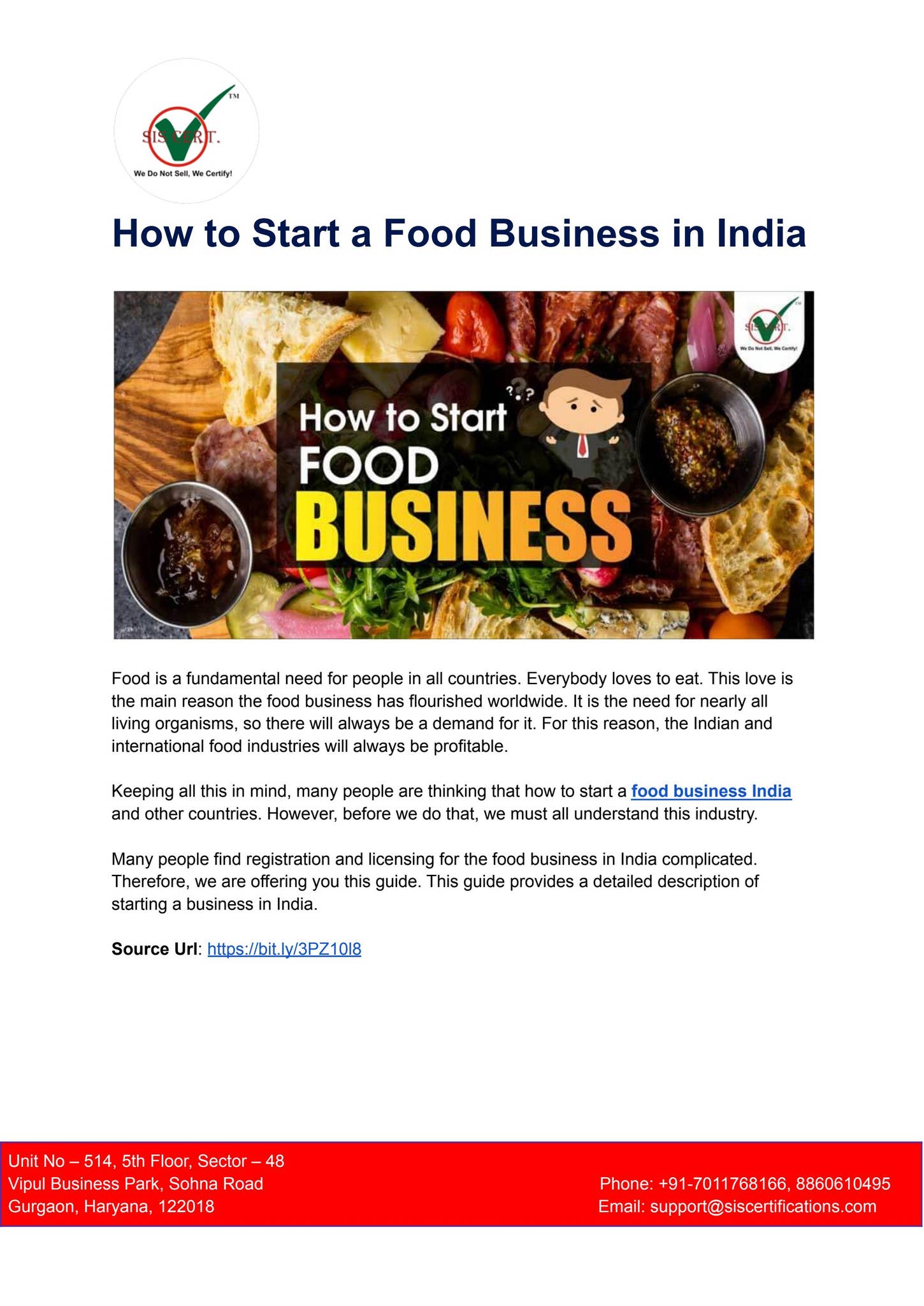 How to Start a Food business in India by SIS Certifications - Issuu