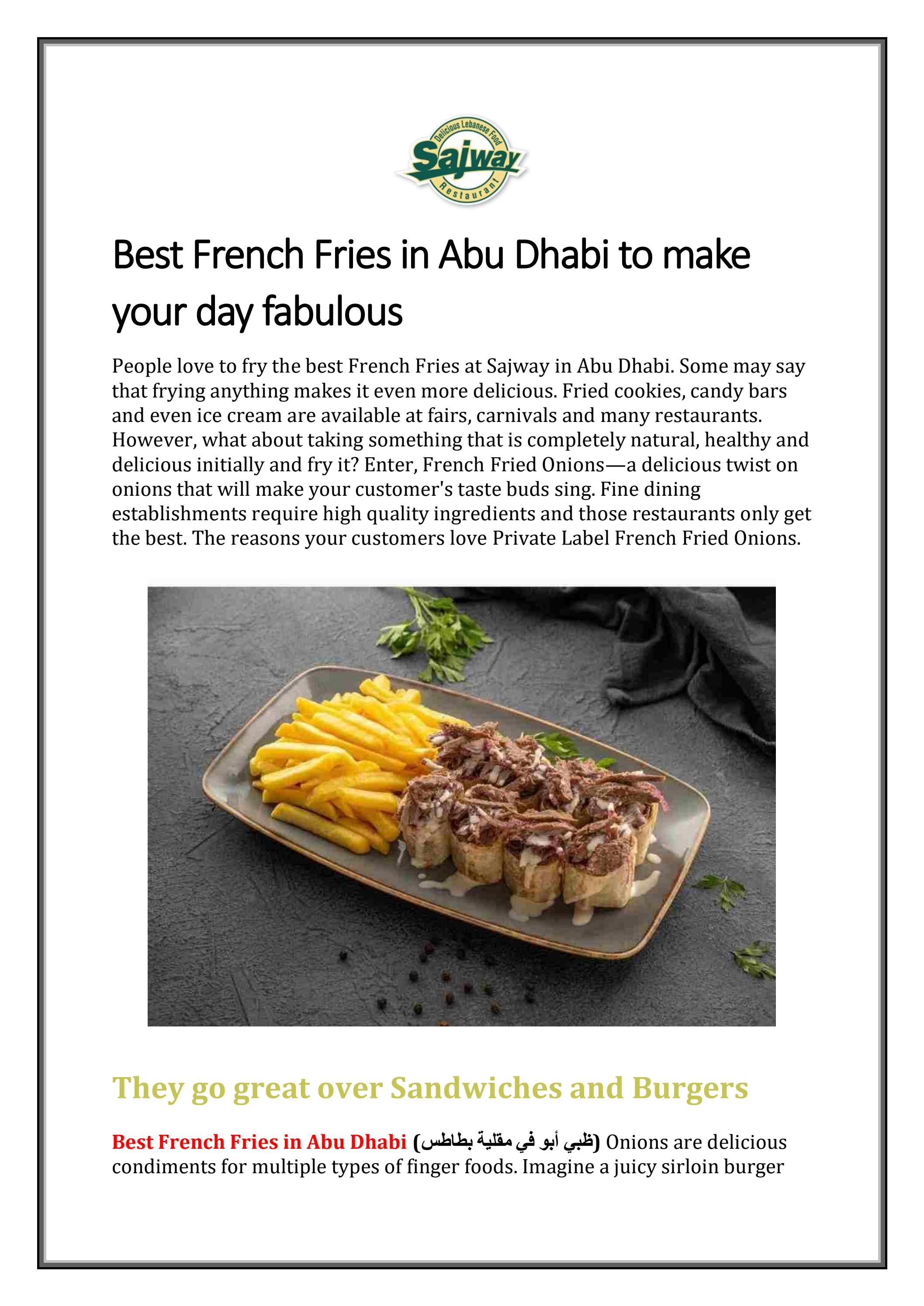 Best French Fries in Abu Dhabi to make your day fa