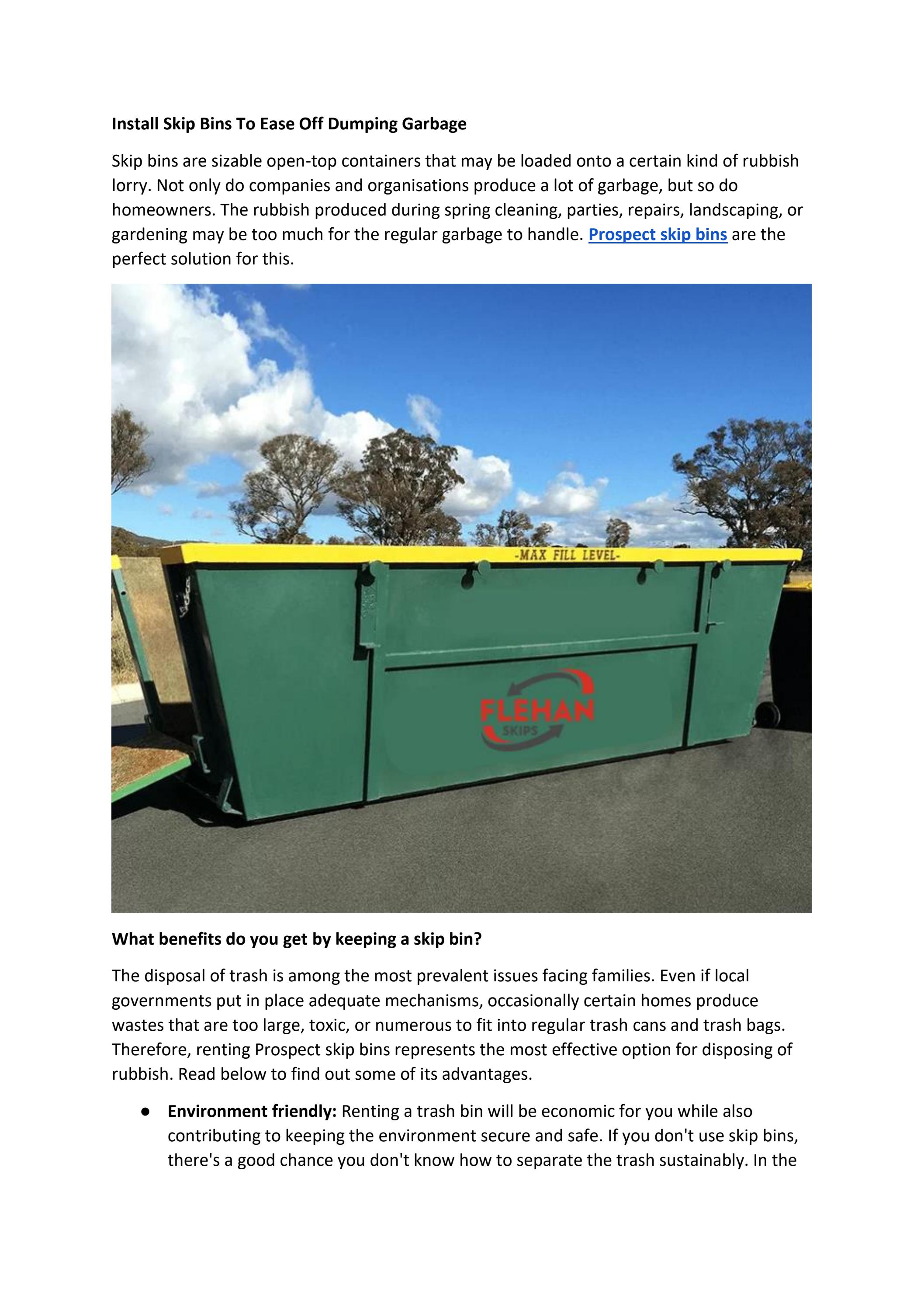 Install Skip Bins To Ease Off Dumping Garbage! by Flehan skips Issuu