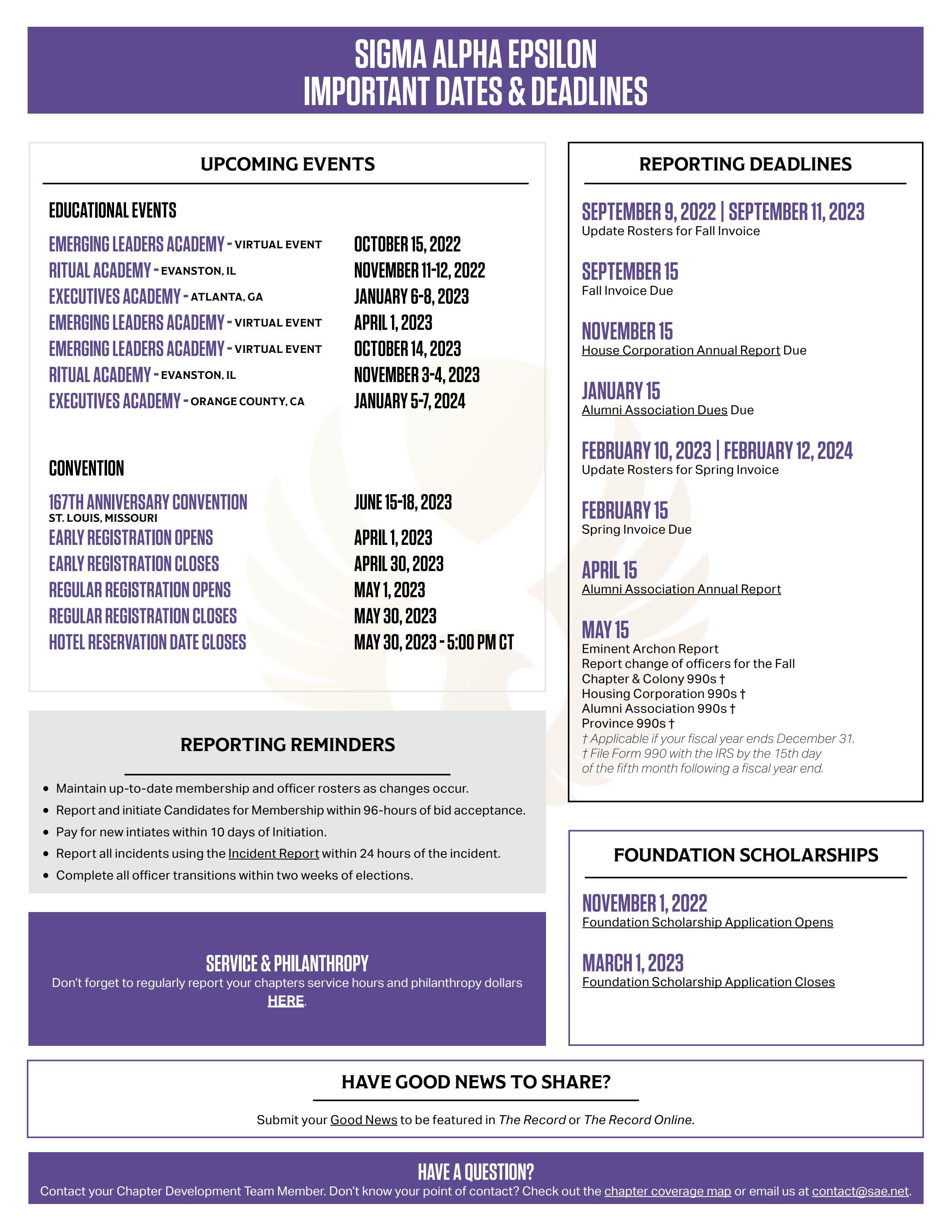 Important Dates and Deadlines by Sigma Alpha Epsilon Issuu
