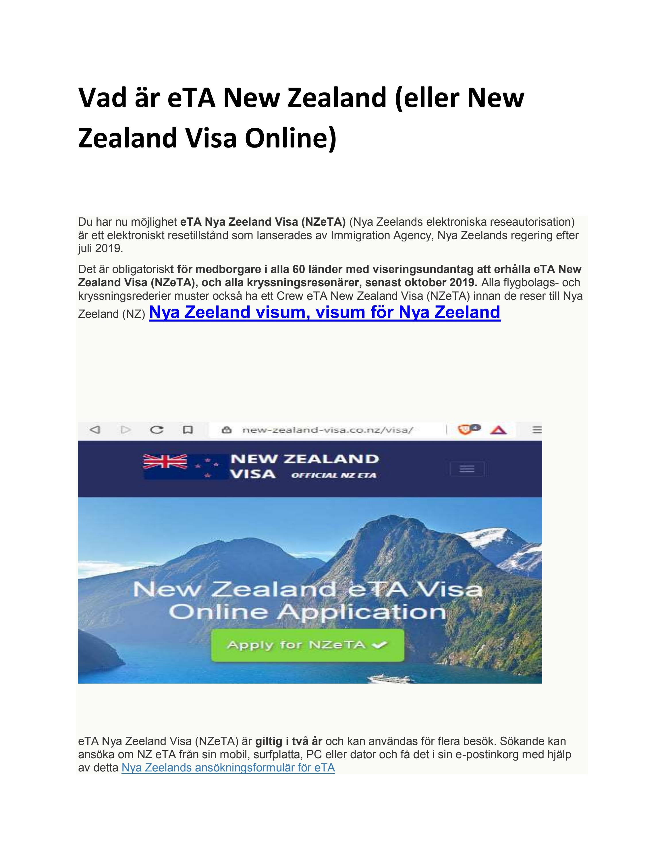 Vad är eTA New Zealand (eller New Zealand Visa Online) by Rohanproseo