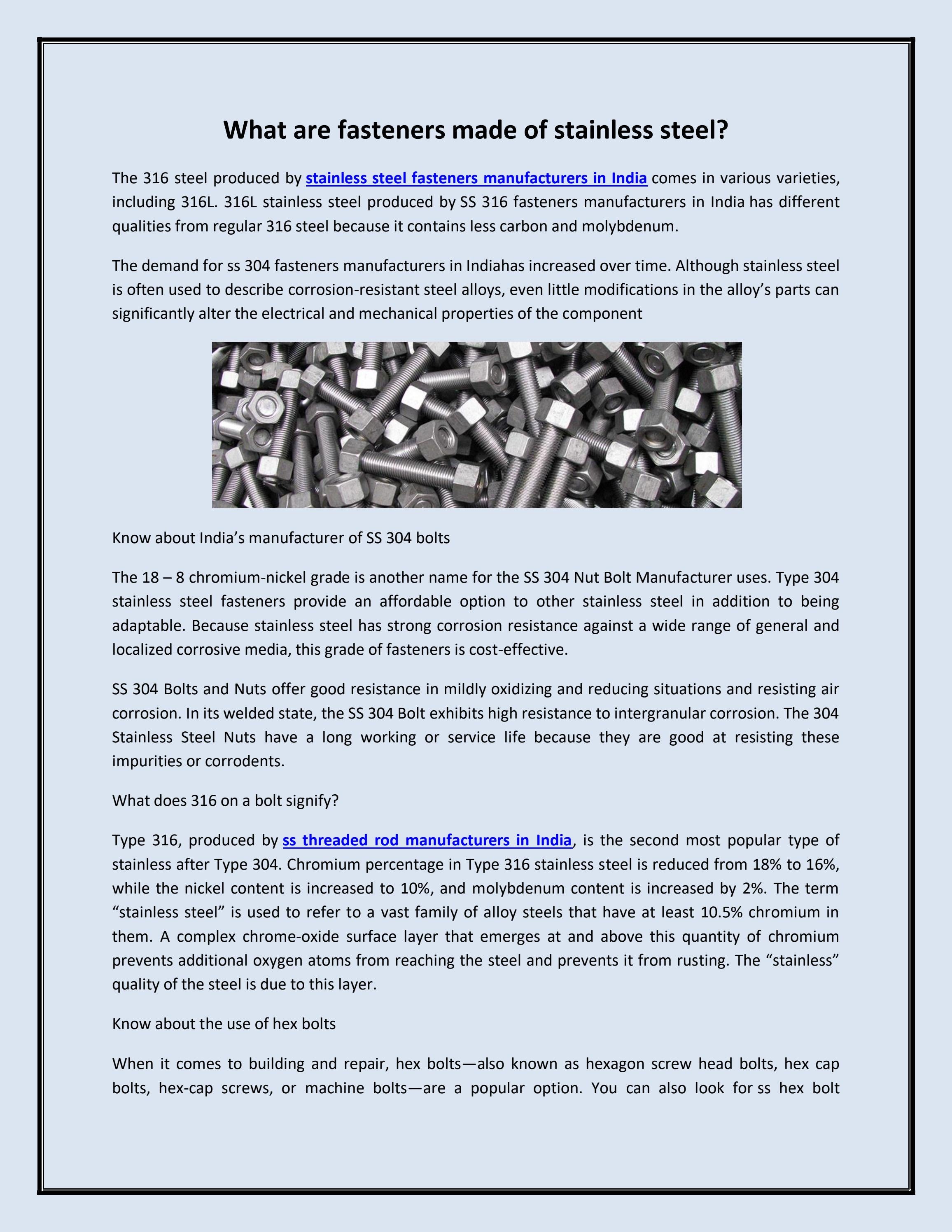 What are fasteners made of stainless steel? by Belle Aurelia Issuu
