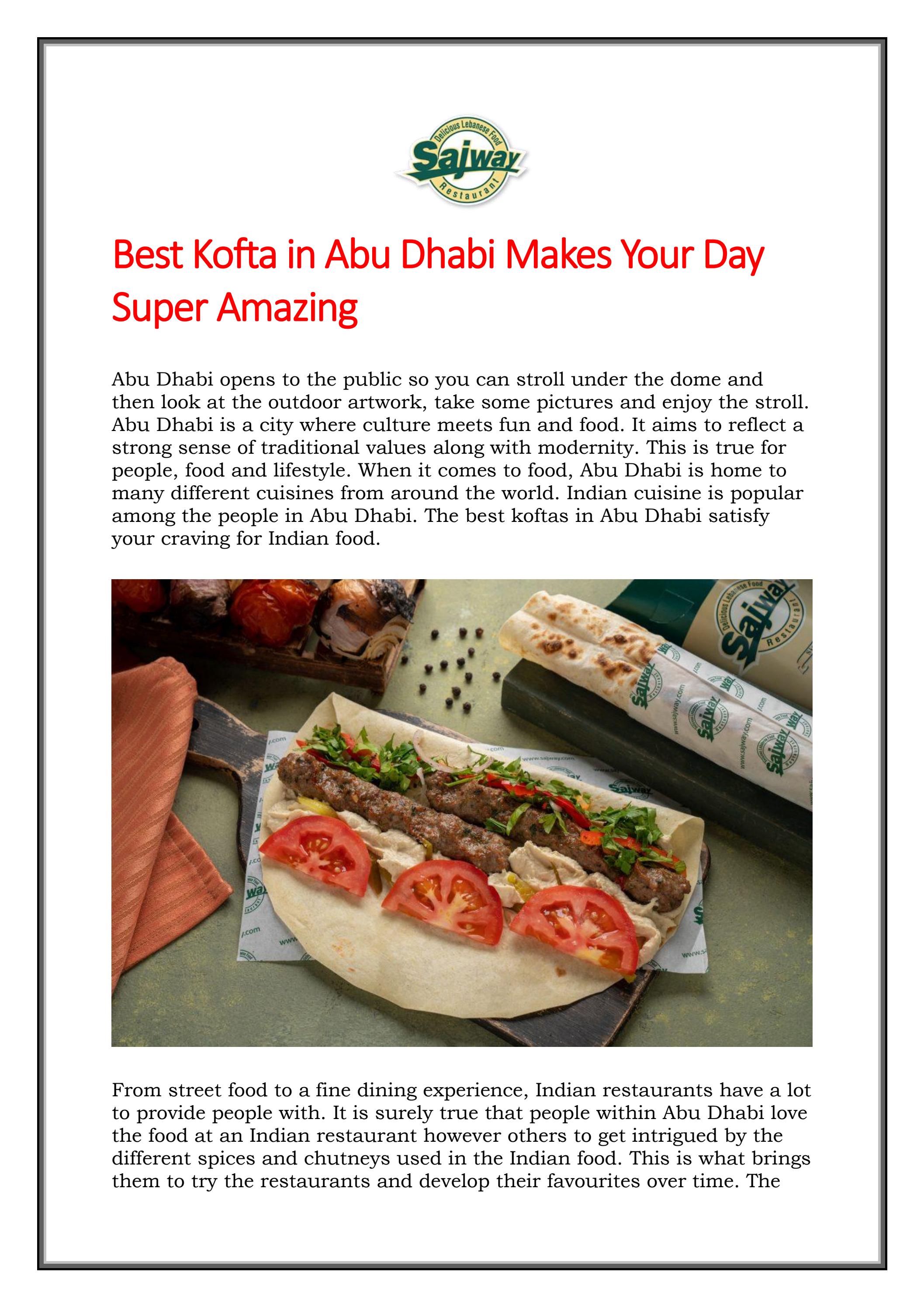 Best Kofta in Abu Dhabi Makes Your Day Super Amazi