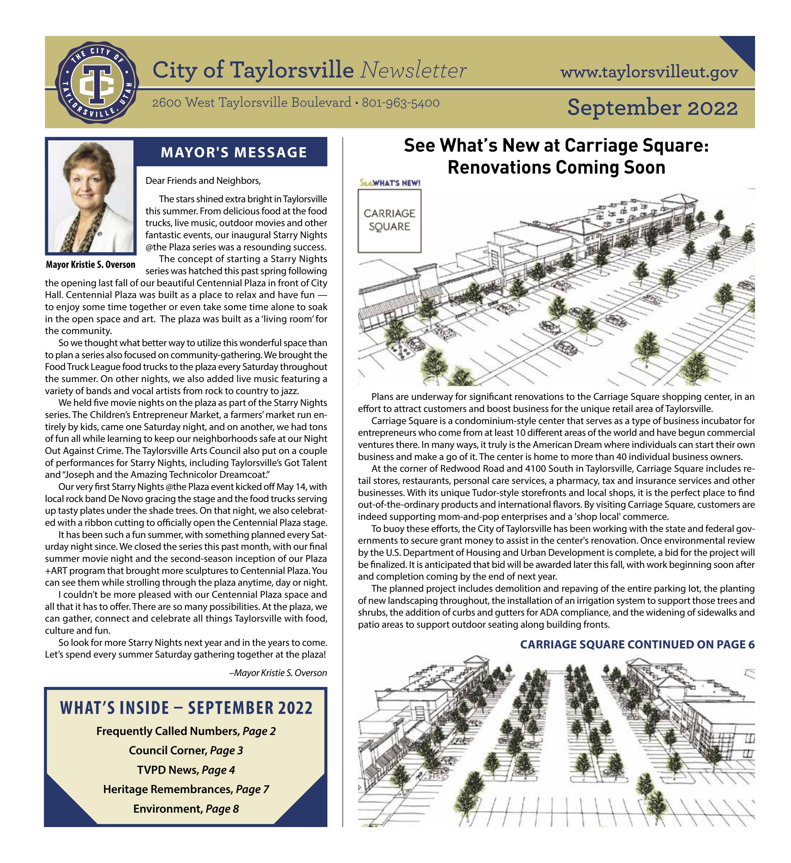 Taylorsville City Newsletter September 2022 by The City Journals Issuu