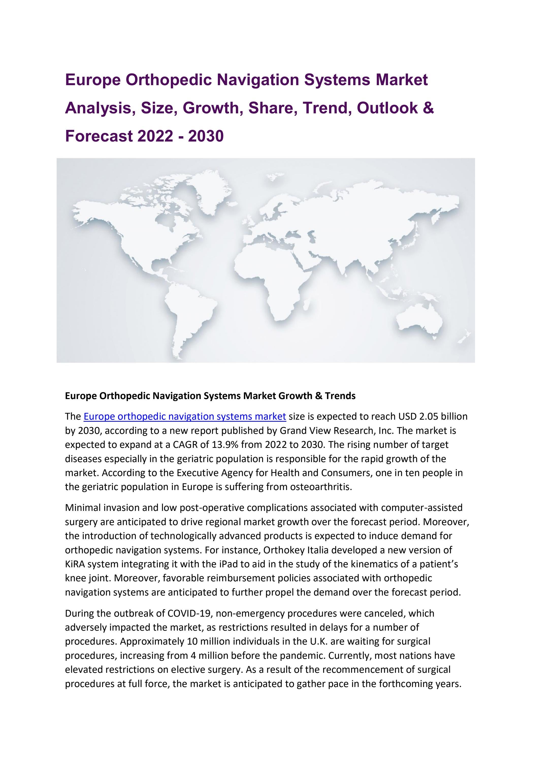 Europe Orthopedic Navigation Systems Market Worth 2.05 Billion By 2030