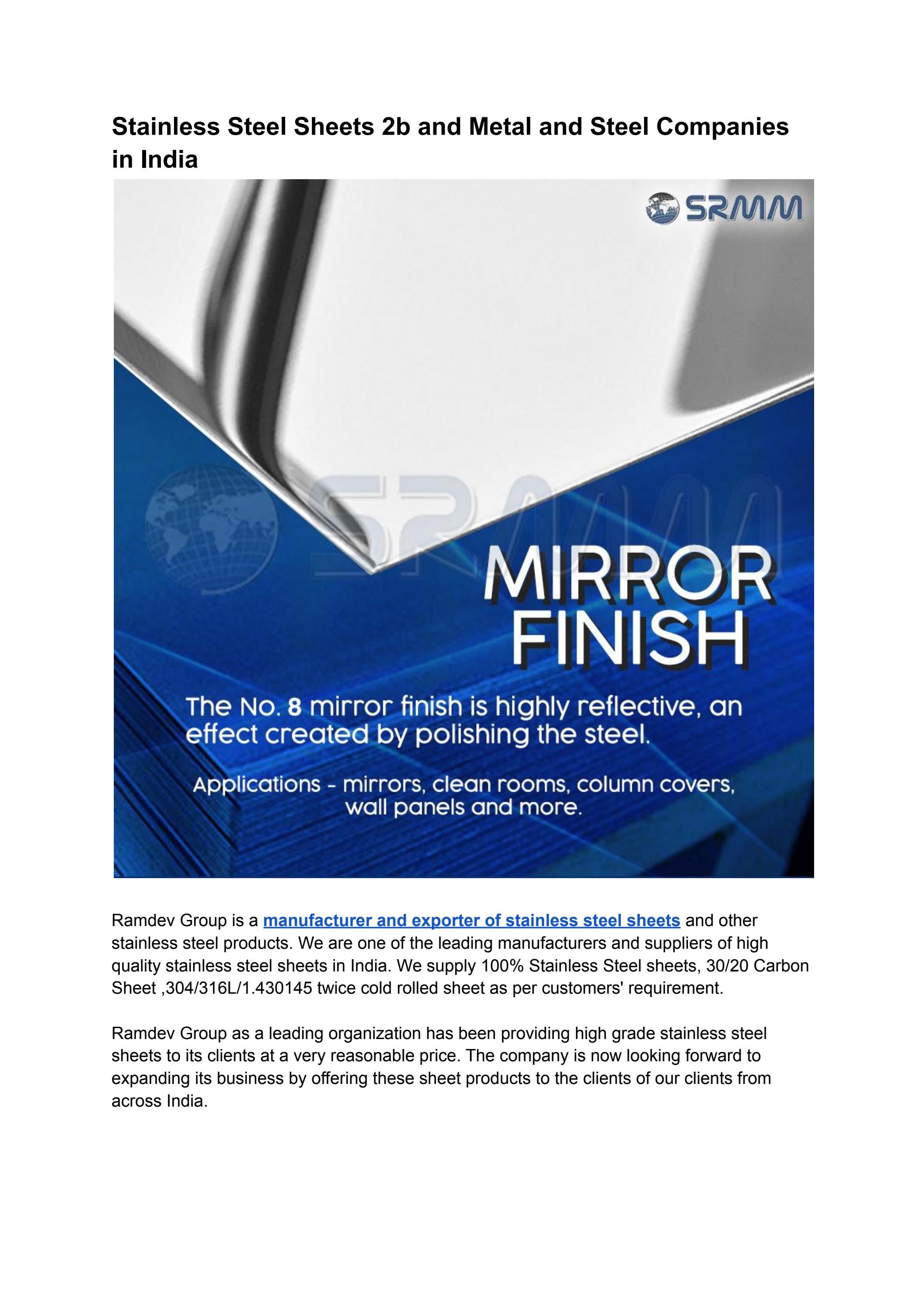 Metal and steel companies in india by Shree Ramdev Metal Mart Issuu