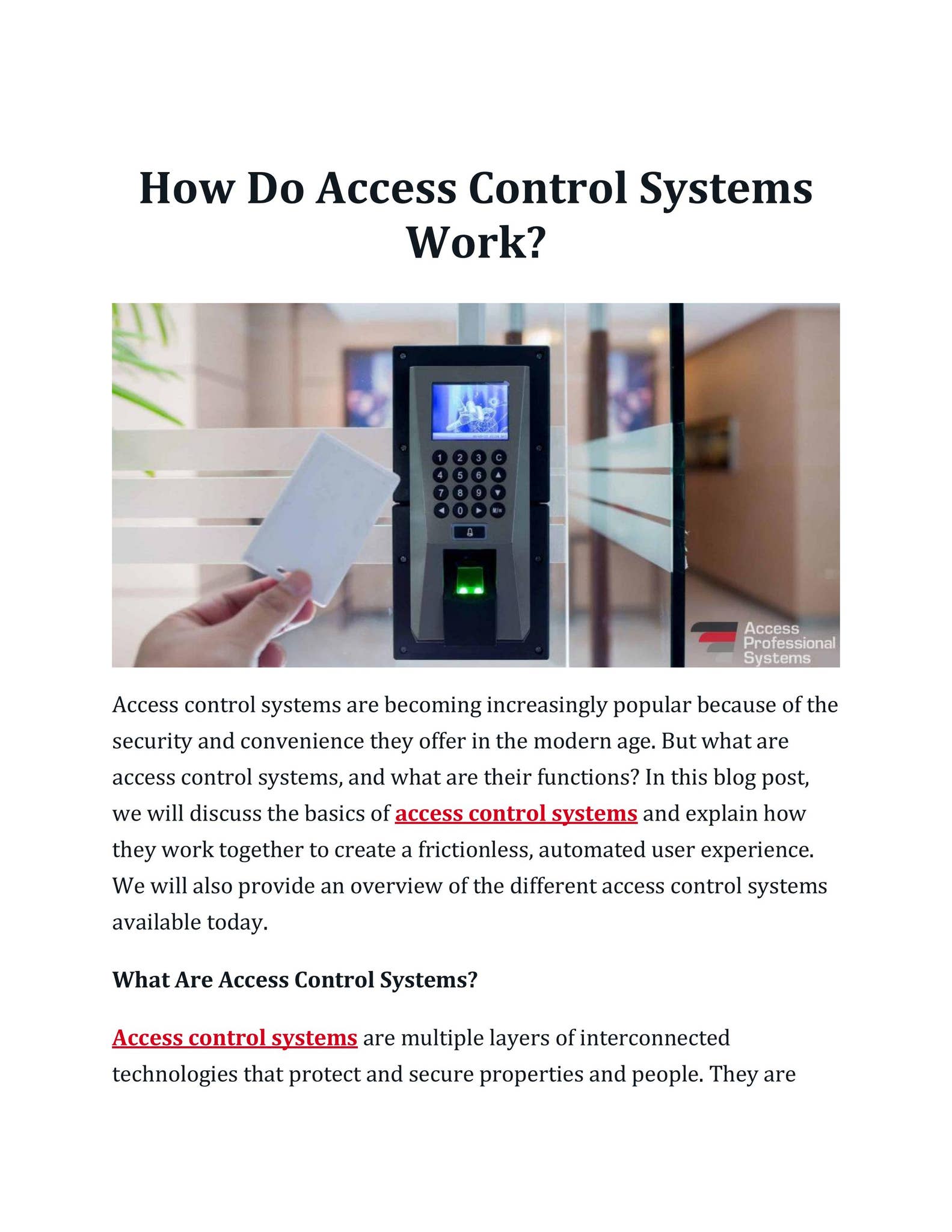 How Do Access Control Systems Work? by access professionals - Issuu
