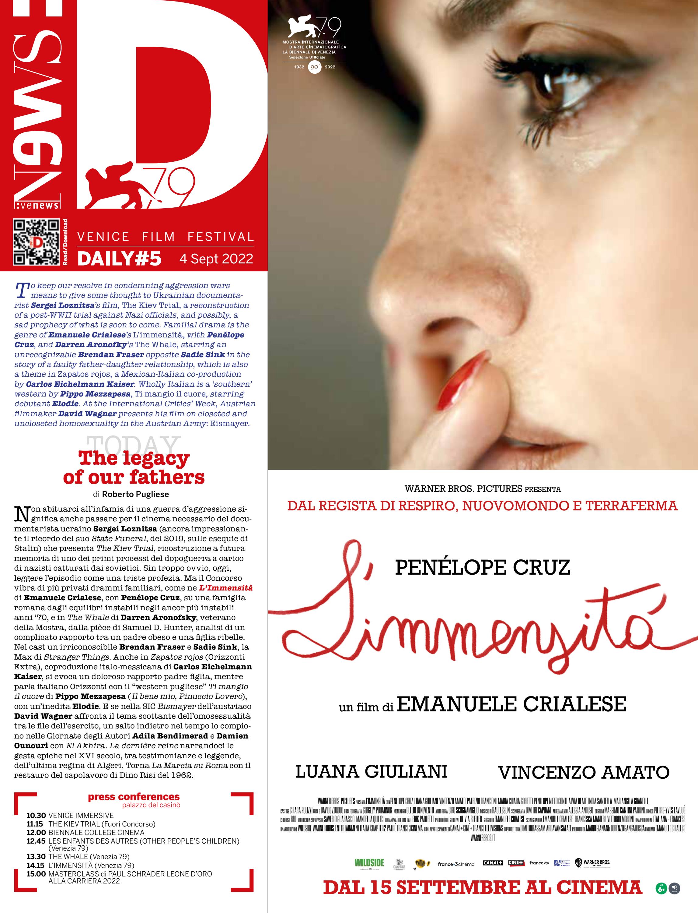 DAILY 5 79 Mostra Del Cinema Di Venezia 4Sept2022 Venews Ciak By 